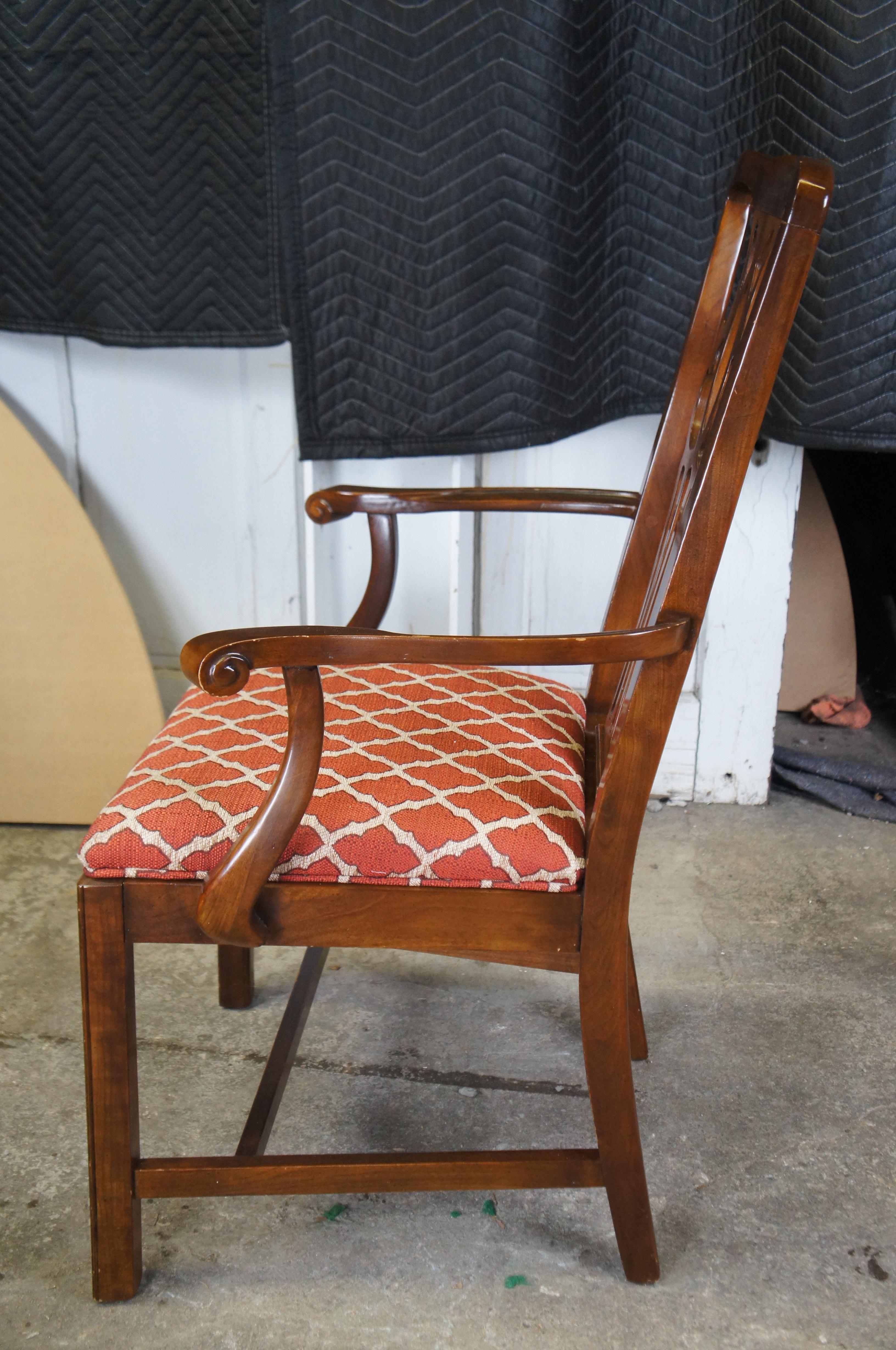 Vintage Drexel Heritage Kirsche Amerikanische Chippendale Stil durchbohrt Esszimmerstühle (Ende des 20. Jahrhunderts) im Angebot