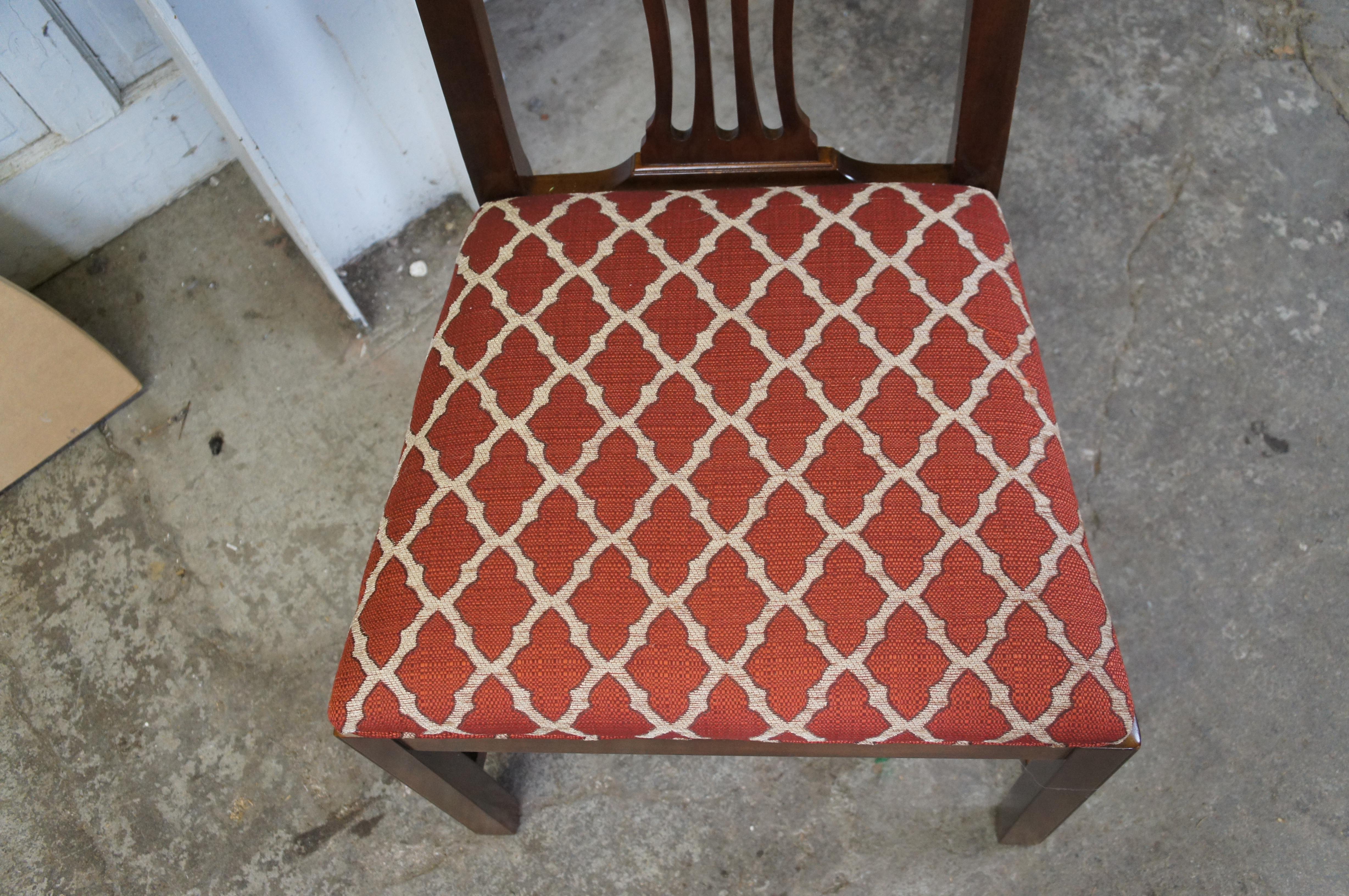 Vintage Drexel Heritage Kirsche Amerikanische Chippendale Stil durchbohrt Esszimmerstühle im Angebot 2