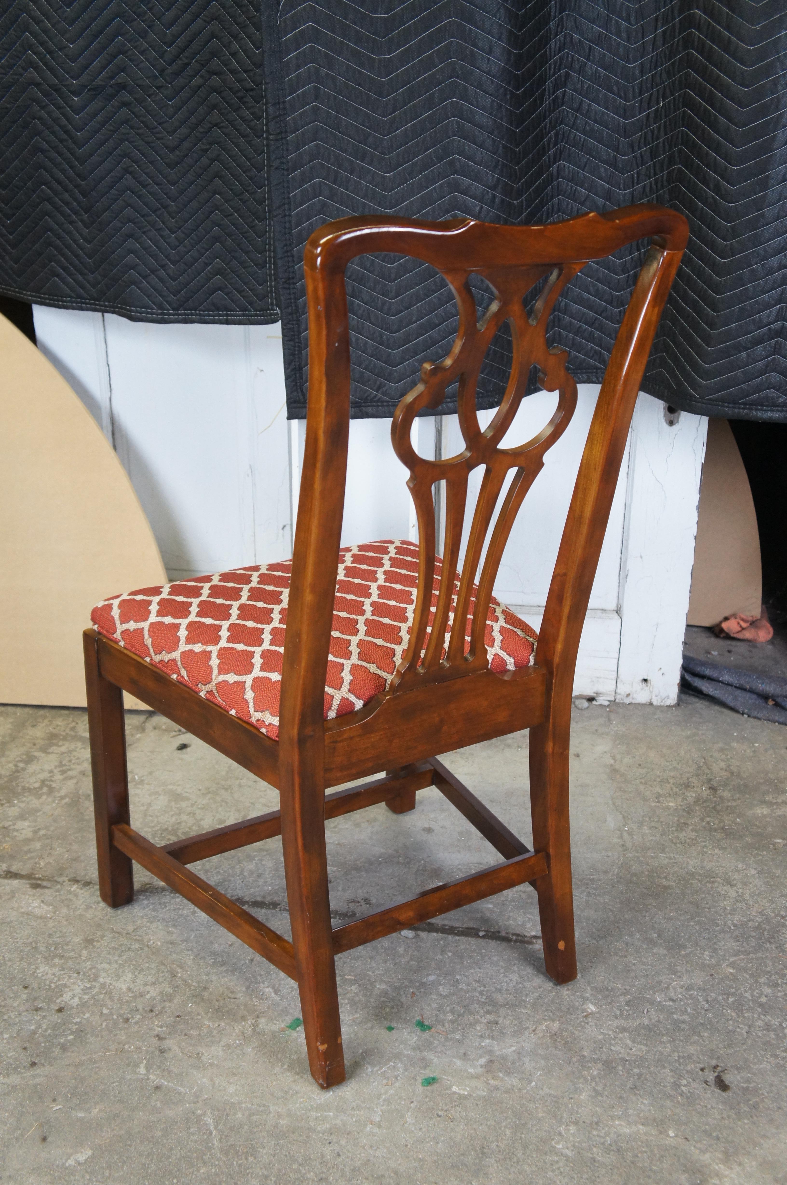 Vintage Drexel Heritage Kirsche Amerikanische Chippendale Stil durchbohrt Esszimmerstühle im Angebot 3