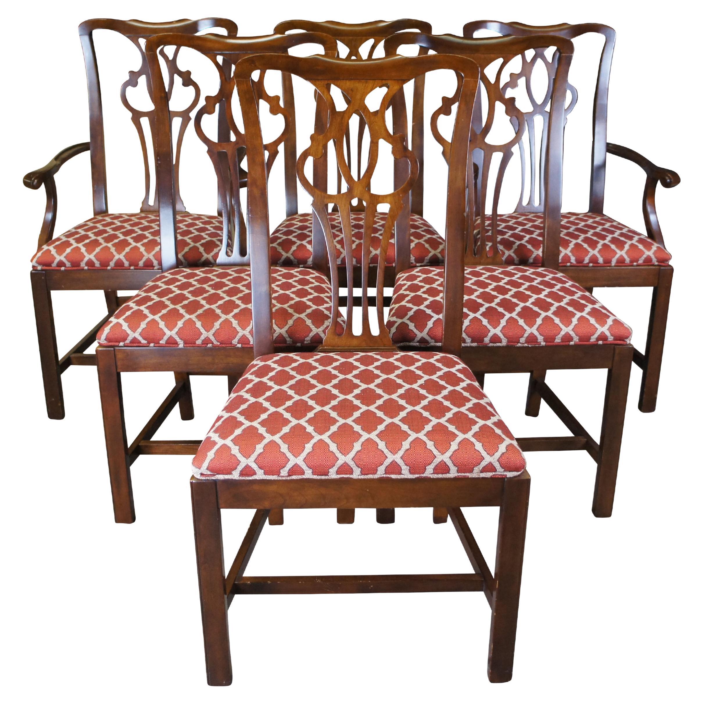 Vintage Drexel Heritage Kirsche Amerikanische Chippendale Stil durchbohrt Esszimmerstühle im Angebot