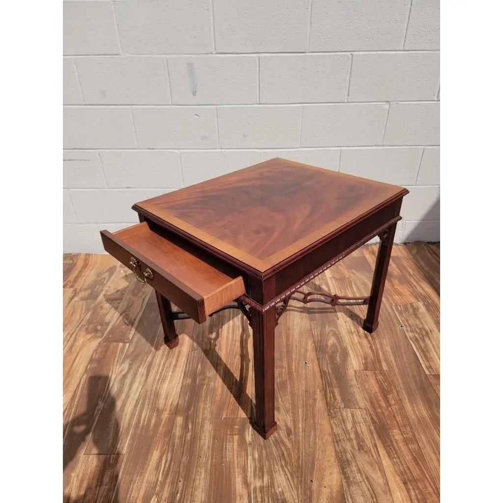 Carved Vintage Drexel Heritage Chippendale Banded-Top Accent Tables - Set of 2 For Sale