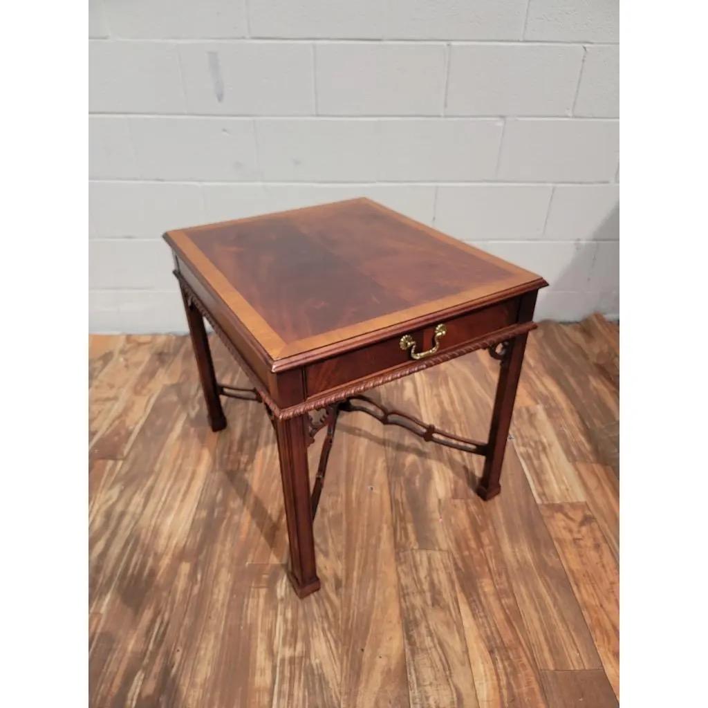 Vintage Drexel Heritage Chippendale Banded-Top Accent Tables - Set of 2 In Good Condition For Sale In Chicago, IL