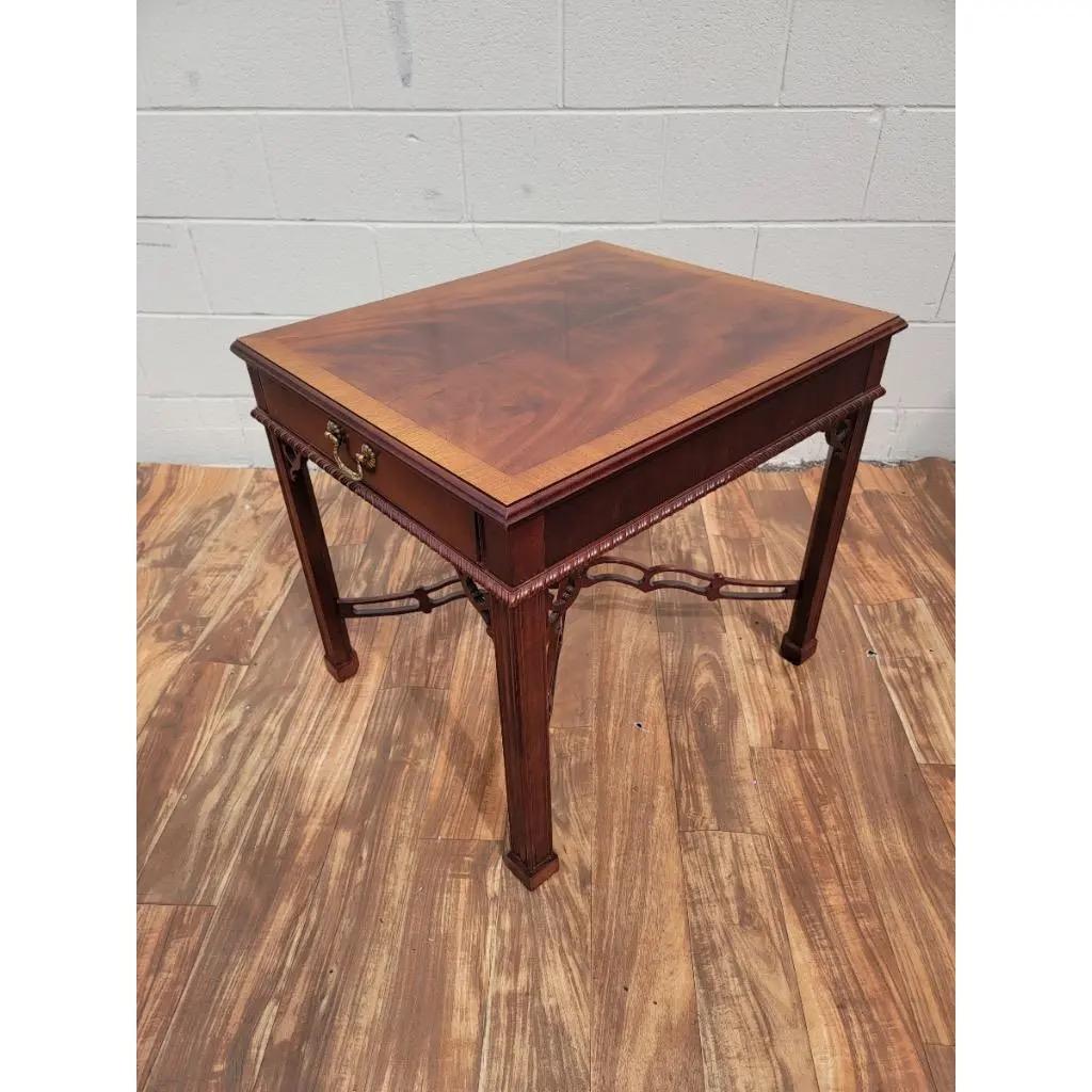 Vintage Drexel Heritage Chippendale Banded-Top Accent Tables - Set of 2 For Sale 1