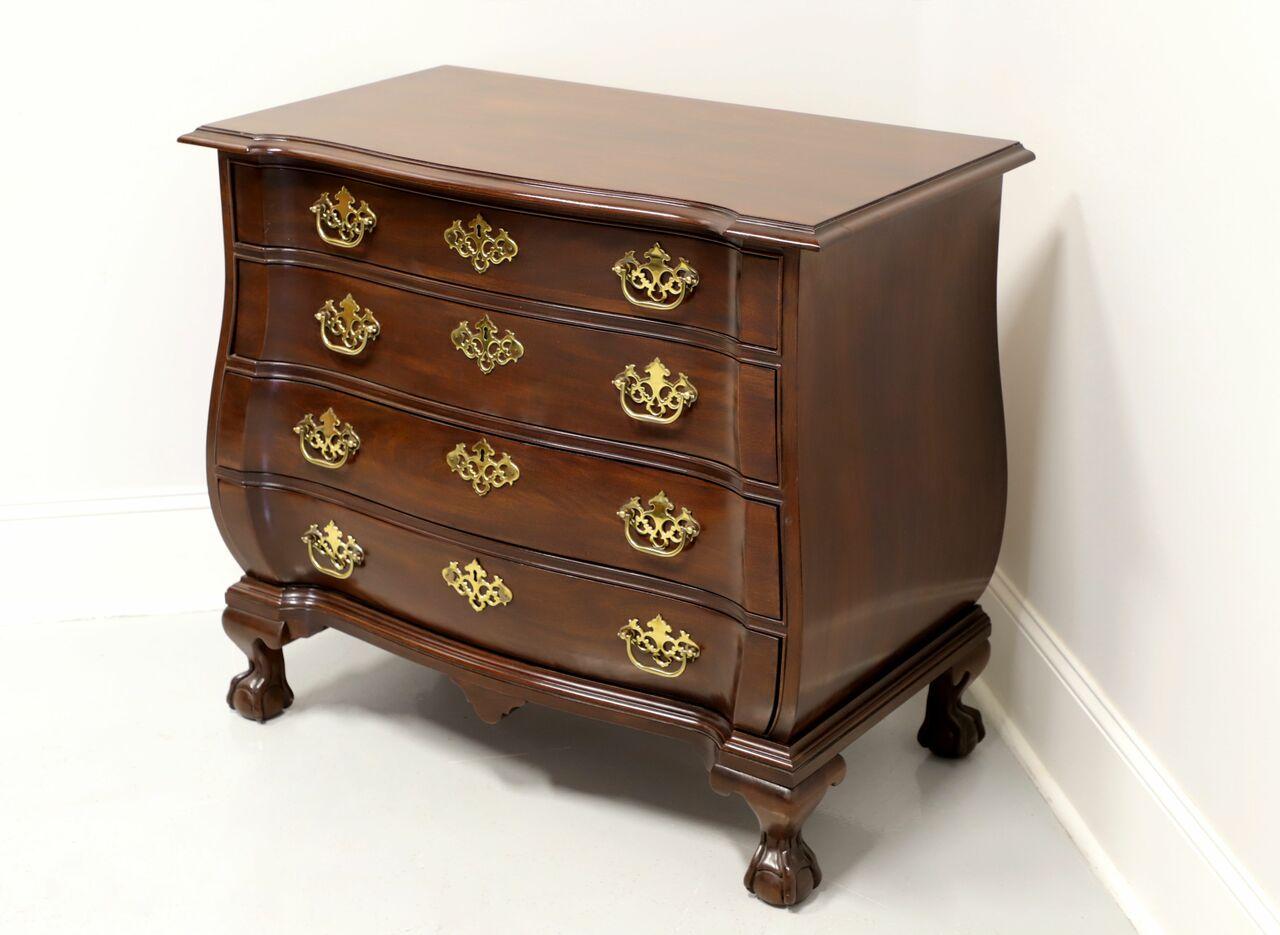 DREXEL HERITAGE Chippendale Bombe Bachelor Chest with Ball in Claw Feet In Good Condition In Charlotte, NC
