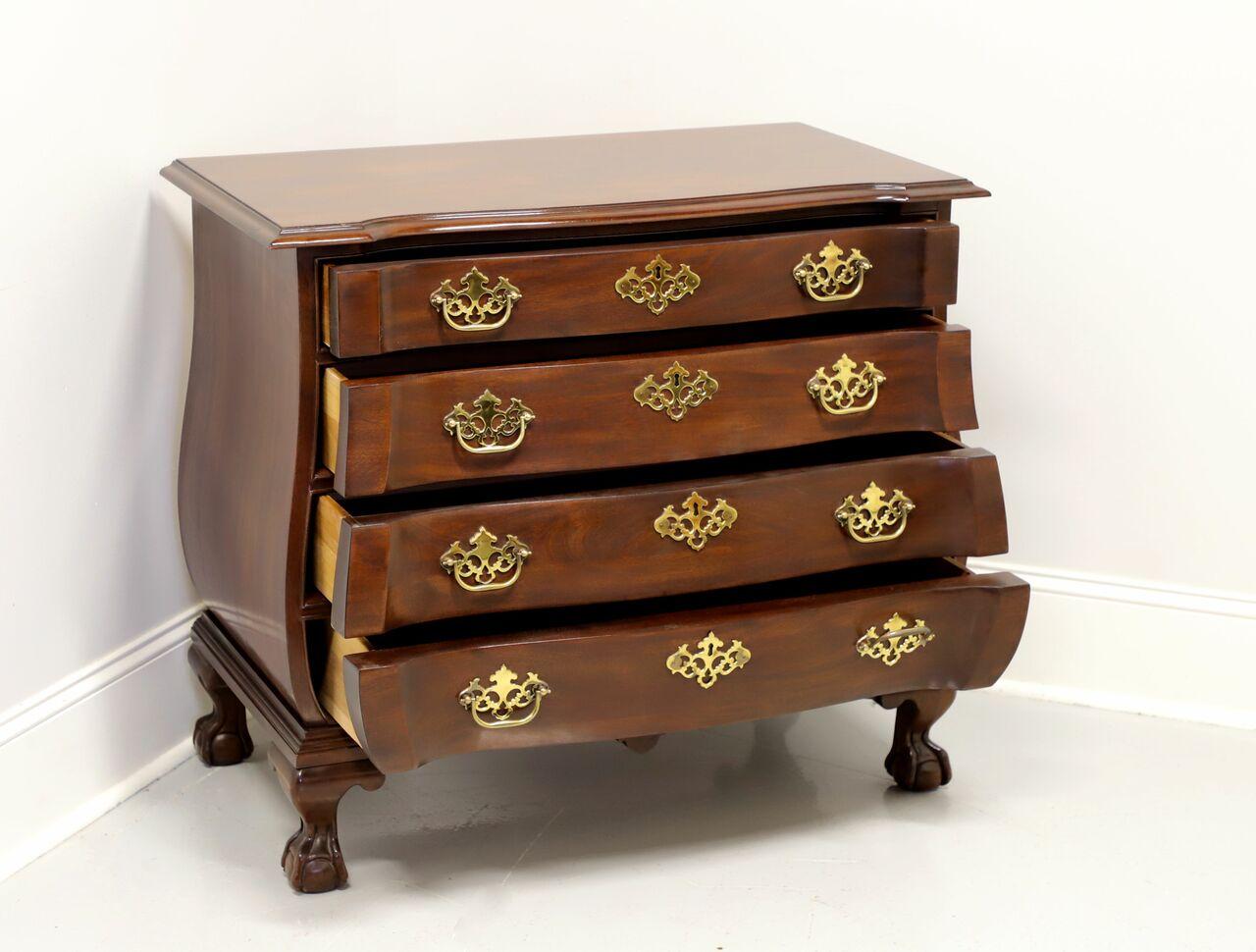 Brass DREXEL HERITAGE Chippendale Bombe Bachelor Chest with Ball in Claw Feet