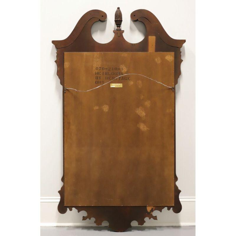 DREXEL HERITAGE Chippendale Crotch Mahogany Beveled Wall Mirror In Good Condition For Sale In Charlotte, NC