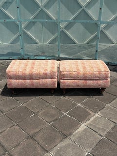 Vintage Drexel Heritage French Provincial Cheetah Print Ottomans, a Pair