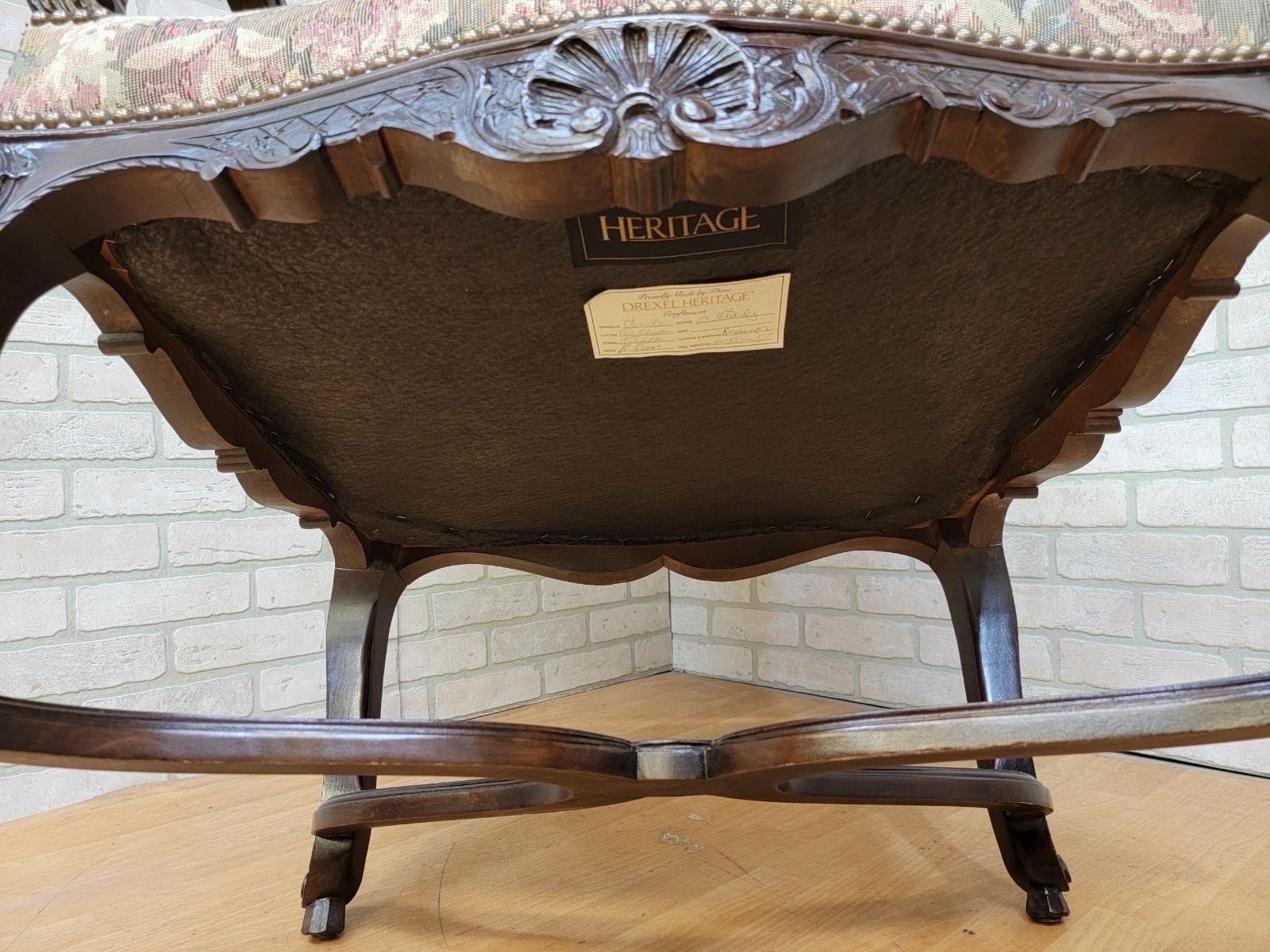 Unknown Vintage Drexel Heritage French Provincial Louis XV Style Armchairs - Pair For Sale