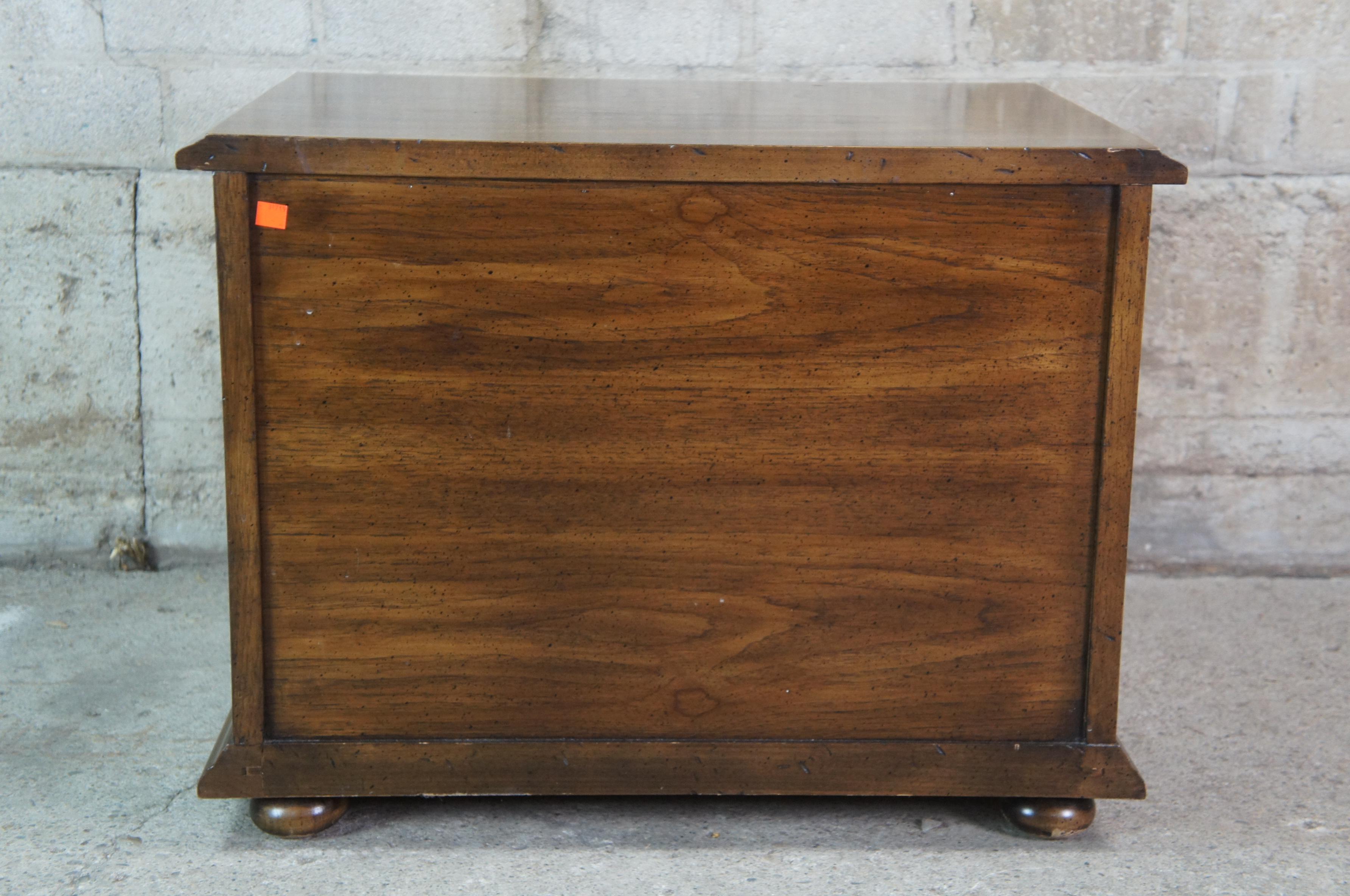 Mid-20th Century Vintage Drexel Heritage Hispana Brutalist Walnut Nightstand Chest Side Table For Sale