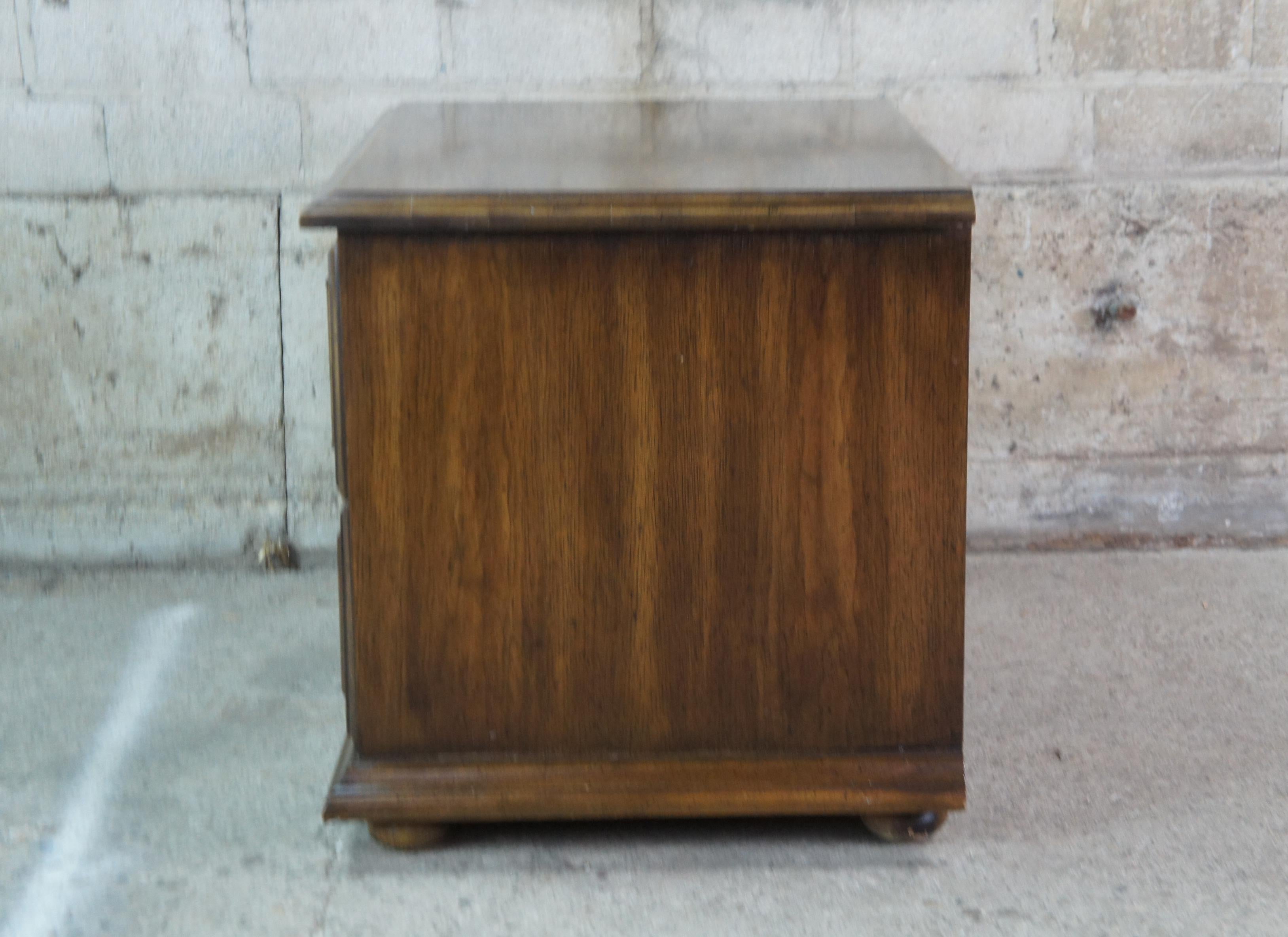 Vintage Drexel Heritage Hispana Brutalist Walnut Nightstand Chest Side Table For Sale 1