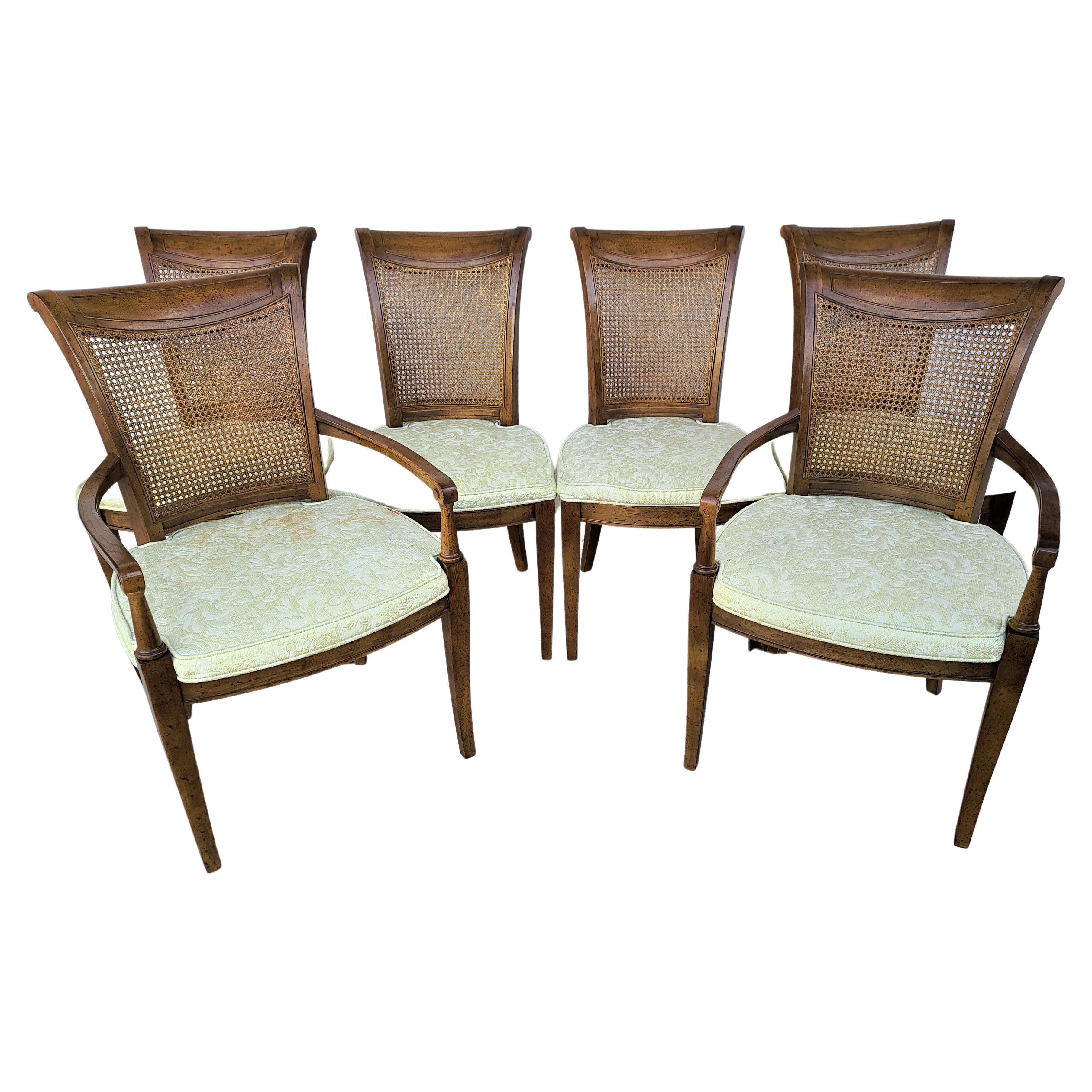 Vintage Drexel Heritage Italian Style Cane Back Dining Chairs, Set of 6 4