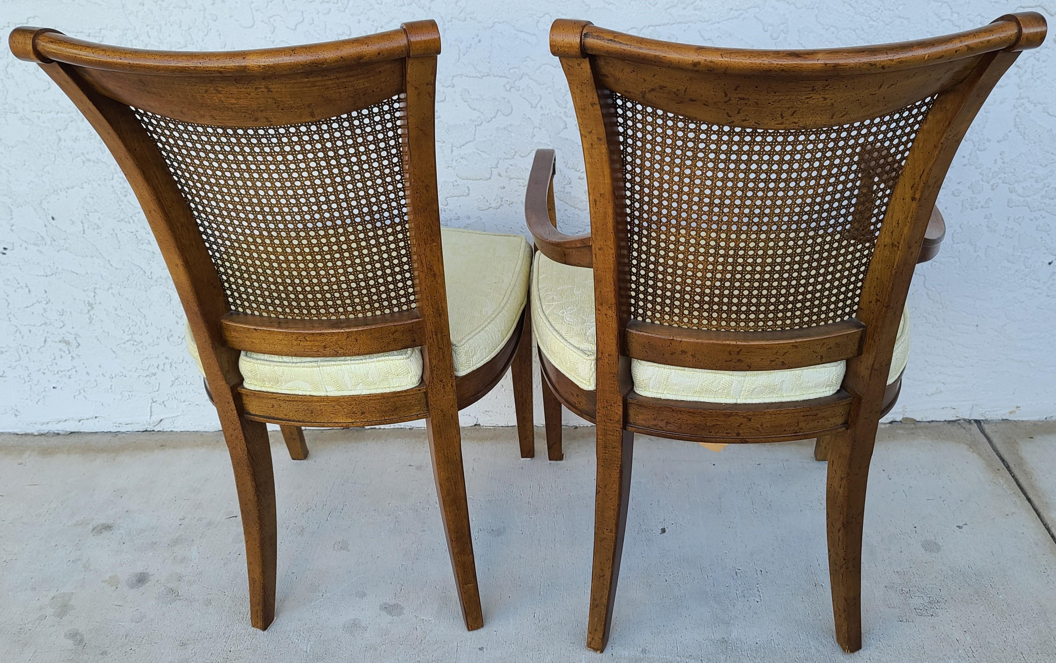 Mid-Century Modern Vintage Drexel Heritage Italian Style Cane Back Dining Chairs, Set of 6