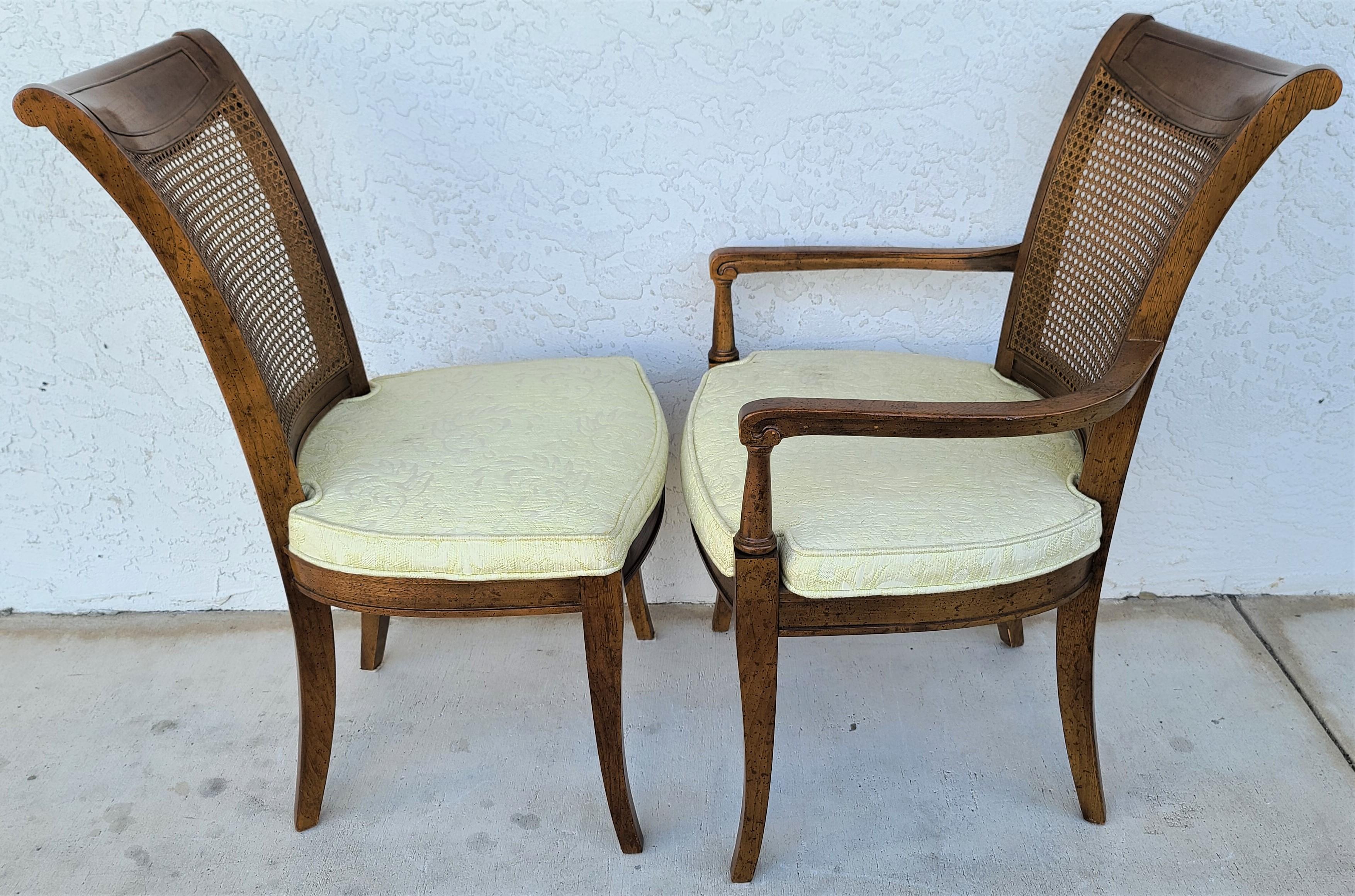 Vintage Drexel Heritage Italian Style Cane Back Dining Chairs, Set of 6 In Good Condition In Lake Worth, FL