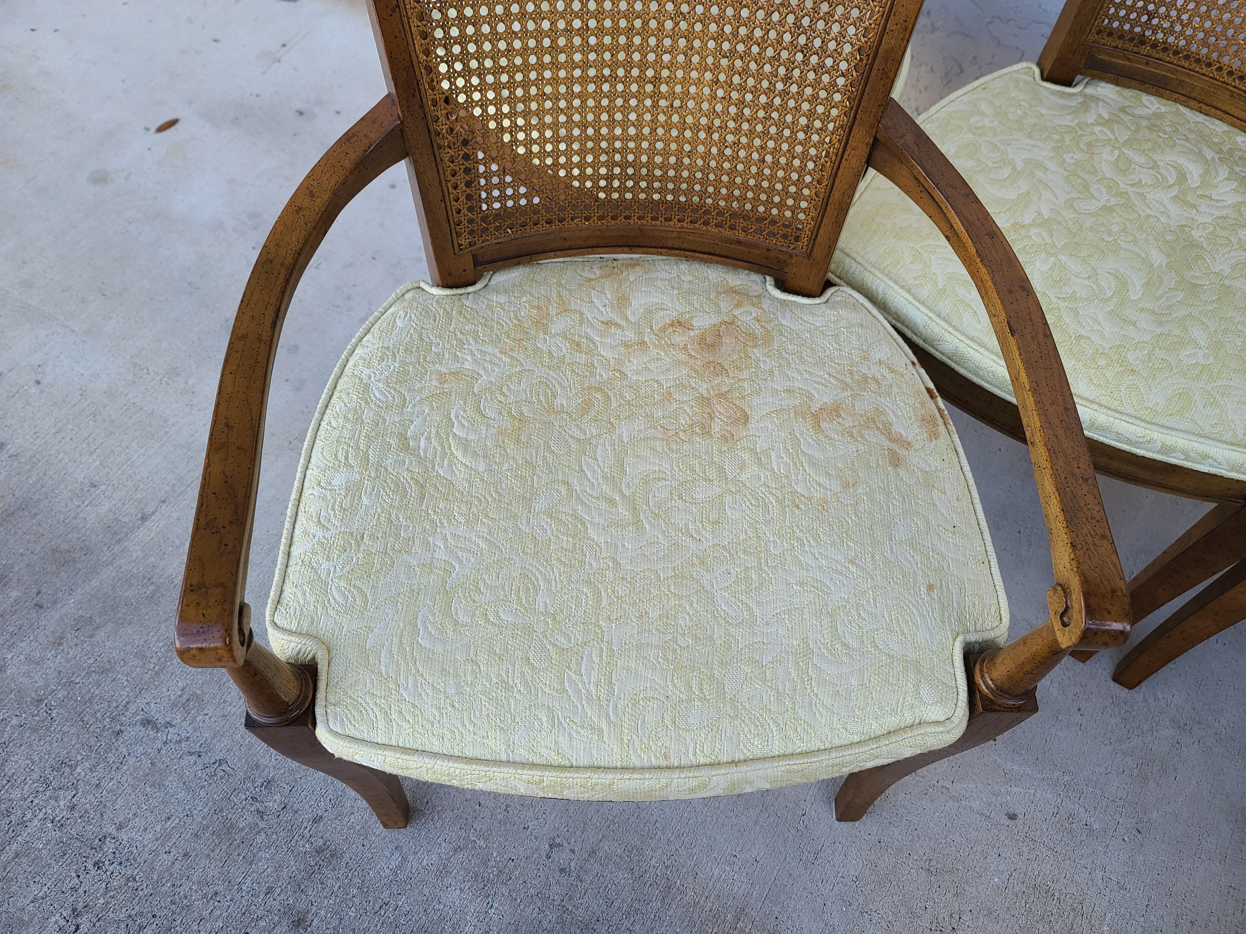 Vintage Drexel Heritage Italian Style Cane Back Dining Chairs Set