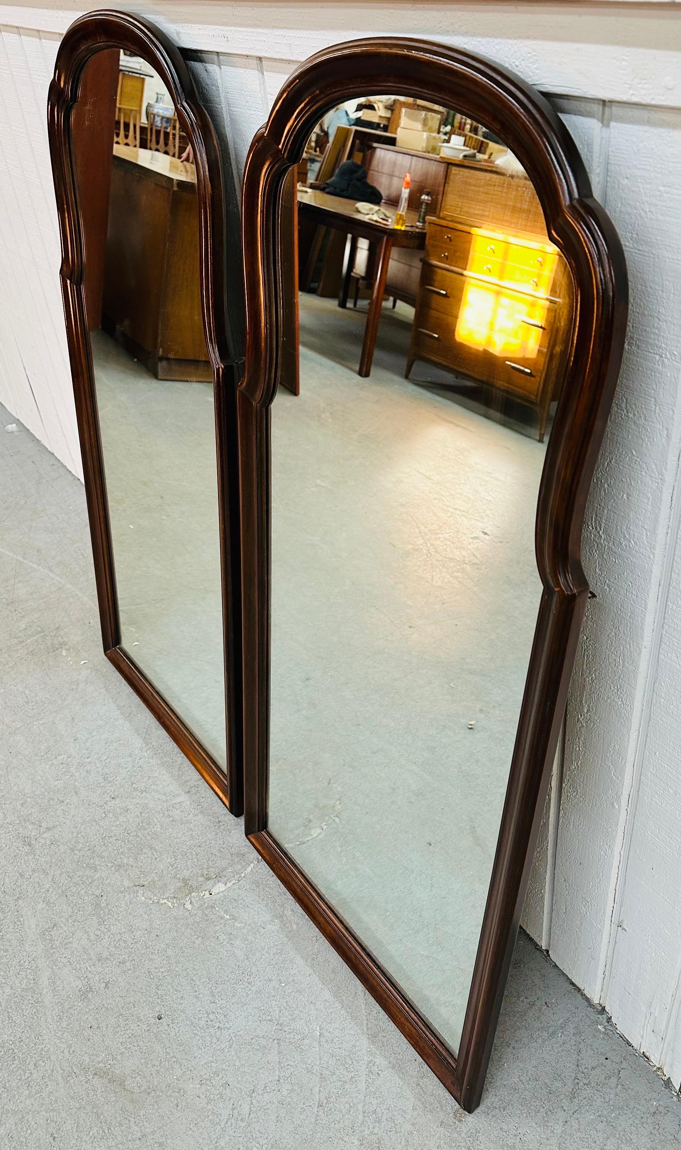Chippendale Vintage Drexel Heritage Mahogany Wall Mirrors - Set of 2 For Sale