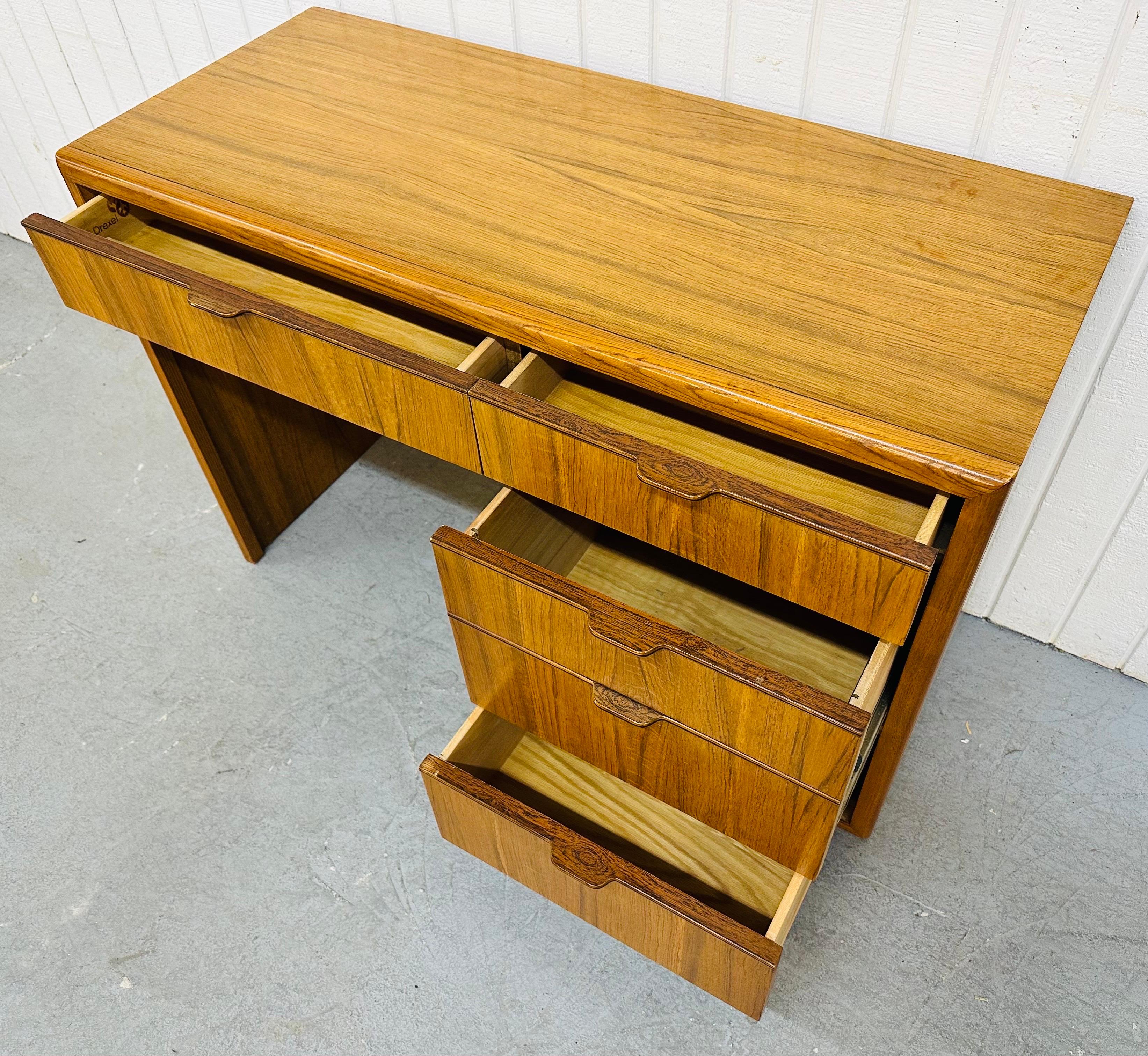 Wood Vintage Drexel Heritage Modern Oak Writing Desk For Sale