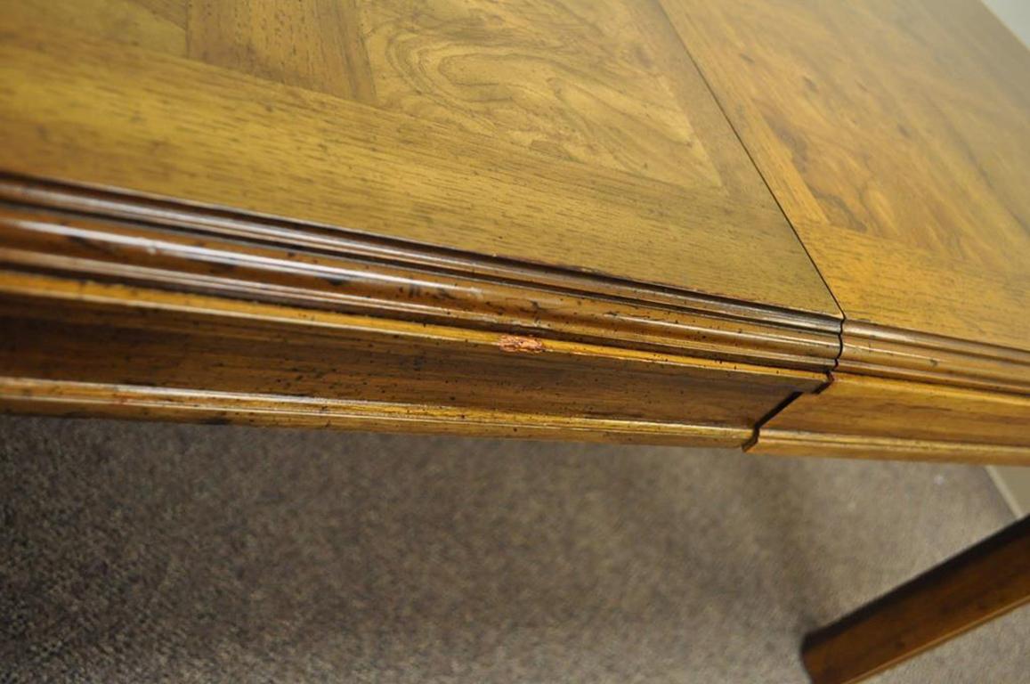 Vintage Drexel Heritage Sketchbook Dining Room Table Banded Burl Wood Parquetry 1