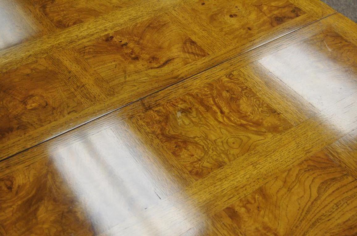 American Vintage Drexel Heritage Sketchbook Dining Room Table Banded Burl Wood Parquetry