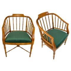 Vintage Drexel Hollywood Regency Faux Bamboo Armchairs, a Pair