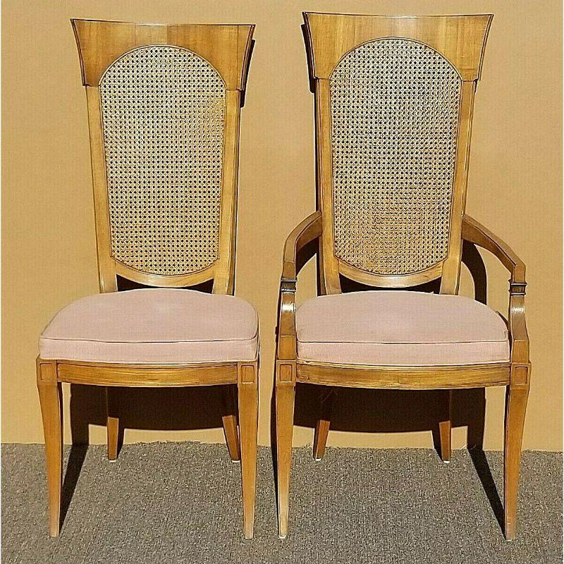 Unknown Vintage Drexel Klismos Caned High Back Dining Chairs, Set of 6 For Sale