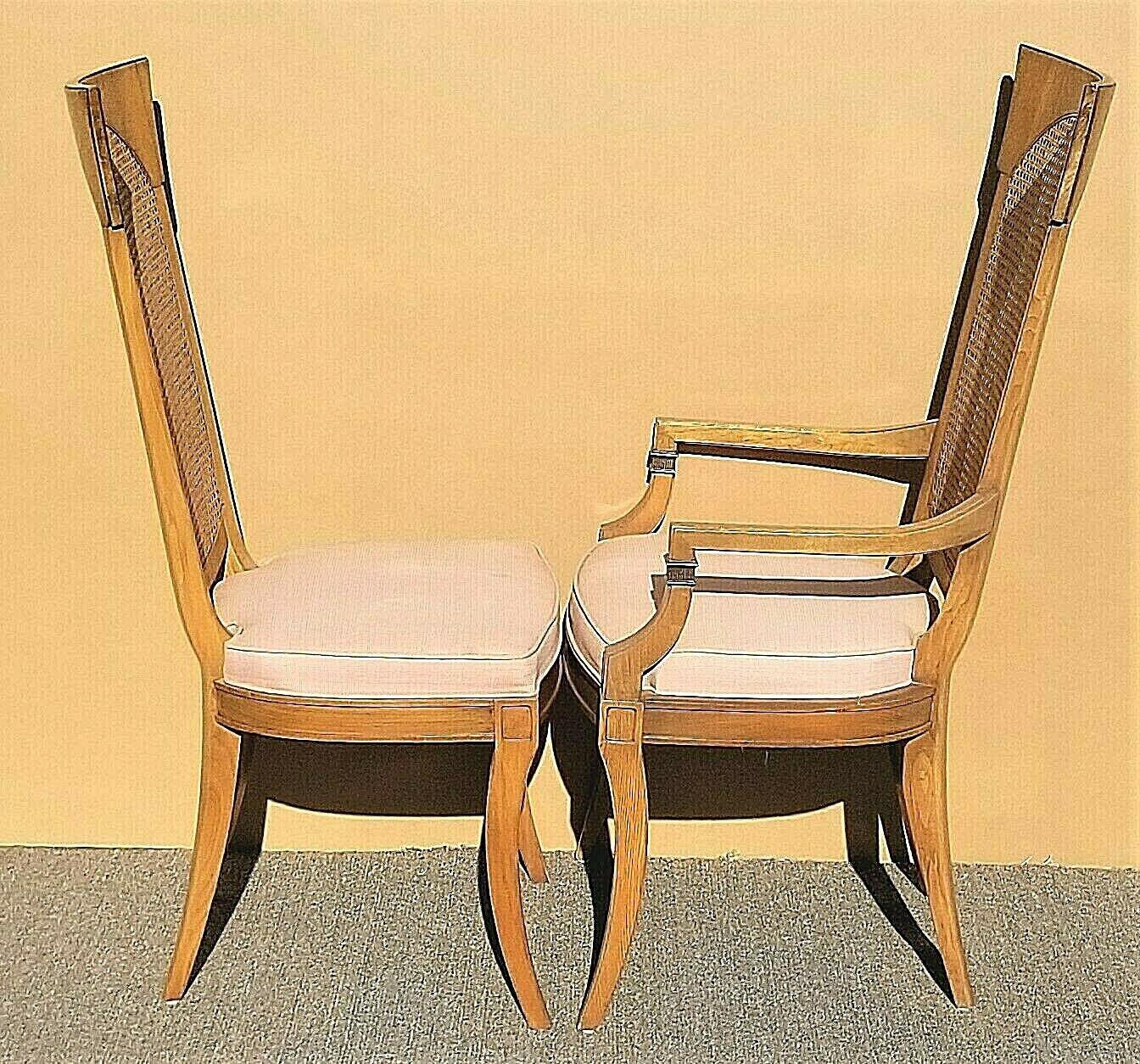 Vintage Drexel Klismos Caned High Back Dining Chairs, Set of 6 In Good Condition For Sale In Lake Worth, FL
