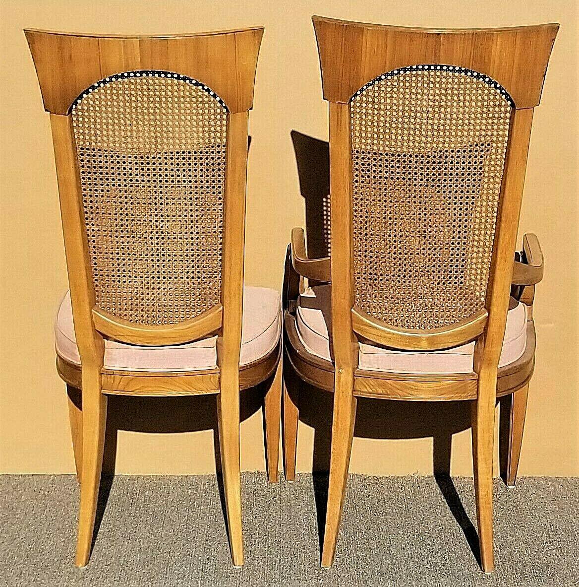 Late 20th Century Vintage Drexel Klismos Caned High Back Dining Chairs, Set of 6 For Sale