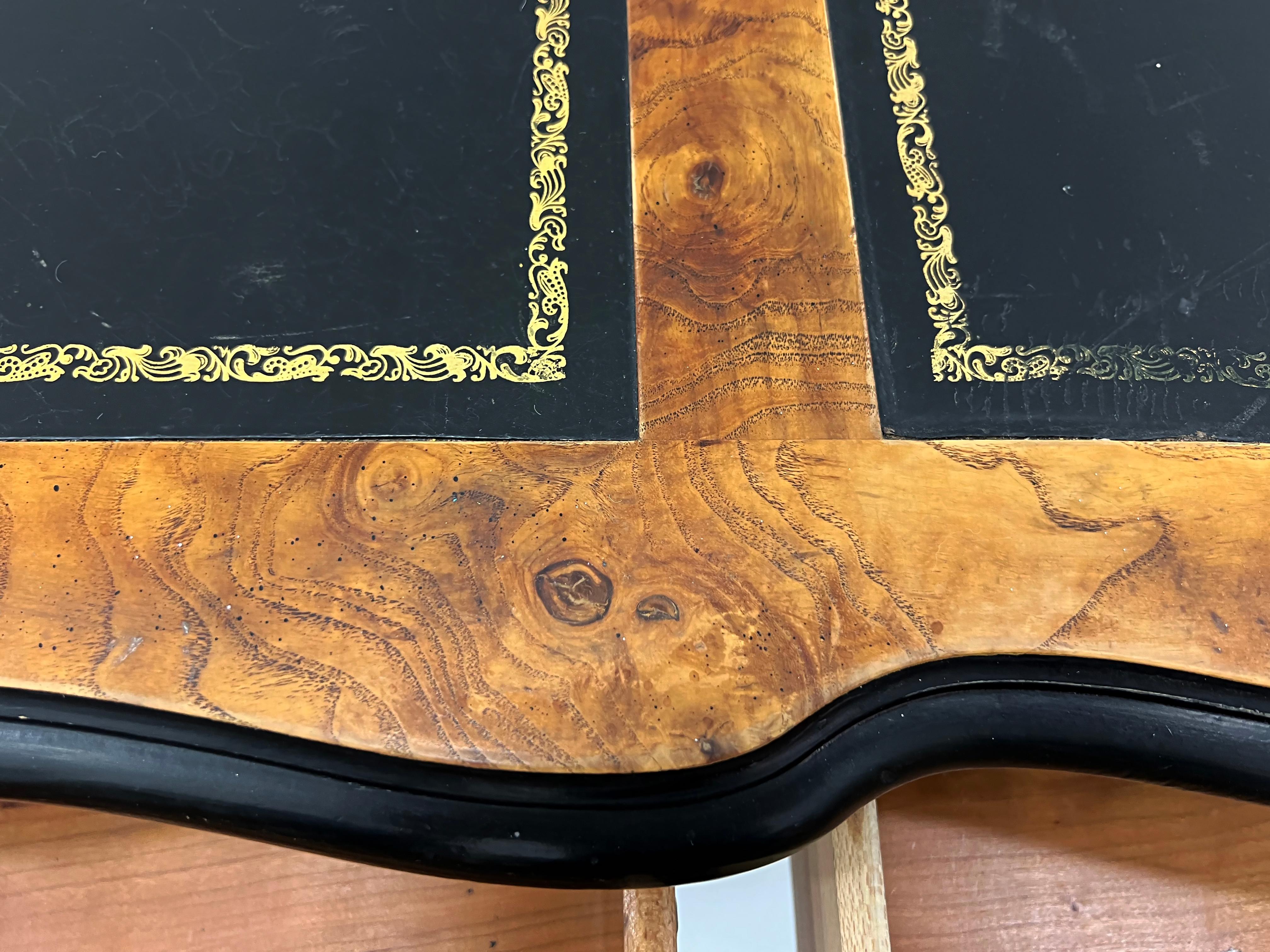 20th Century Vintage Drexel Leather Top Desk, Manner of Louis XV, Brass Mounts