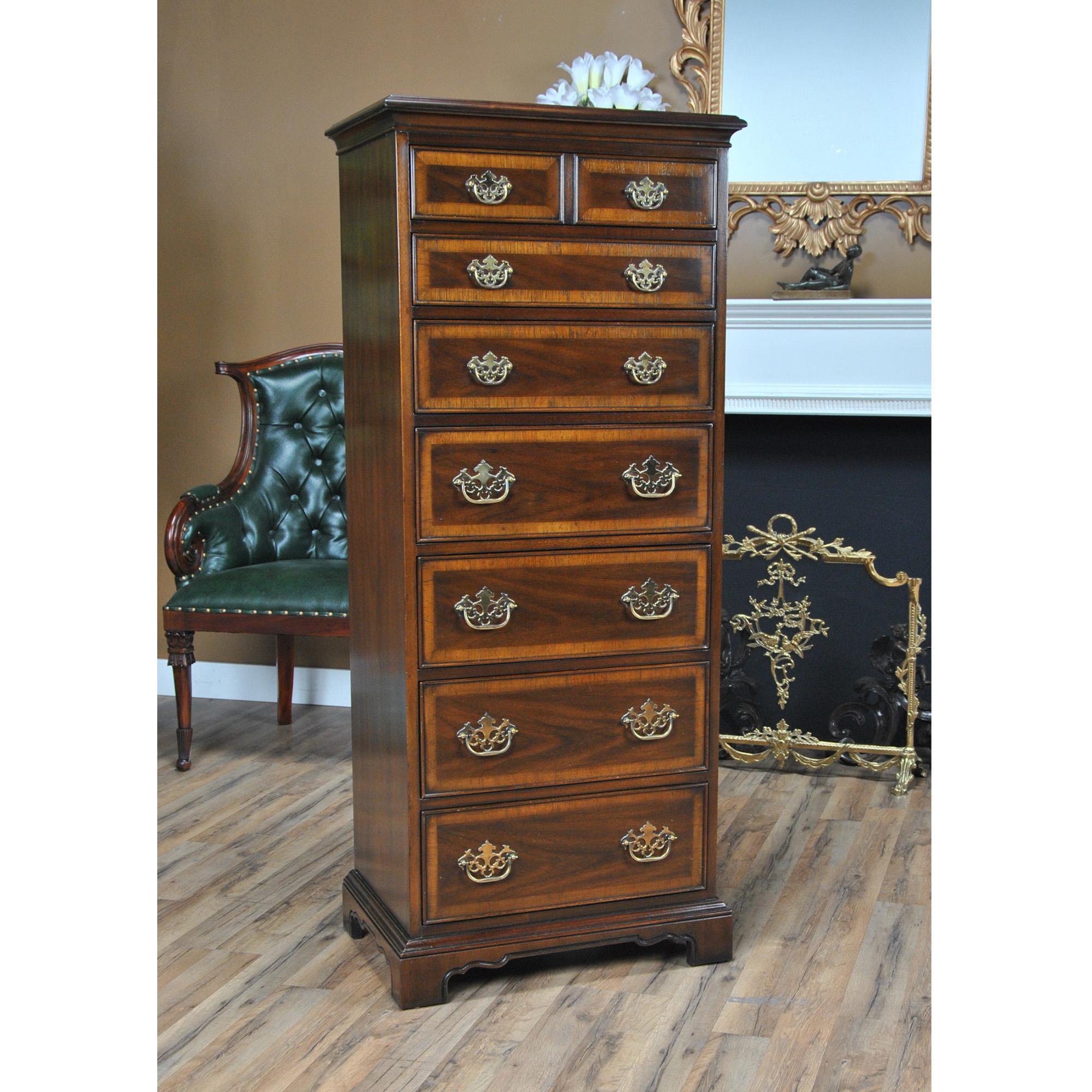 A Vintage Drexel Lingerie Chest, a high quality piece of furniture from top to bottom. This tall chest was designed to store lingerie but it can hold any variety of items, all in a narrow space. Hard to find vertical storage, with a jewelry tray in