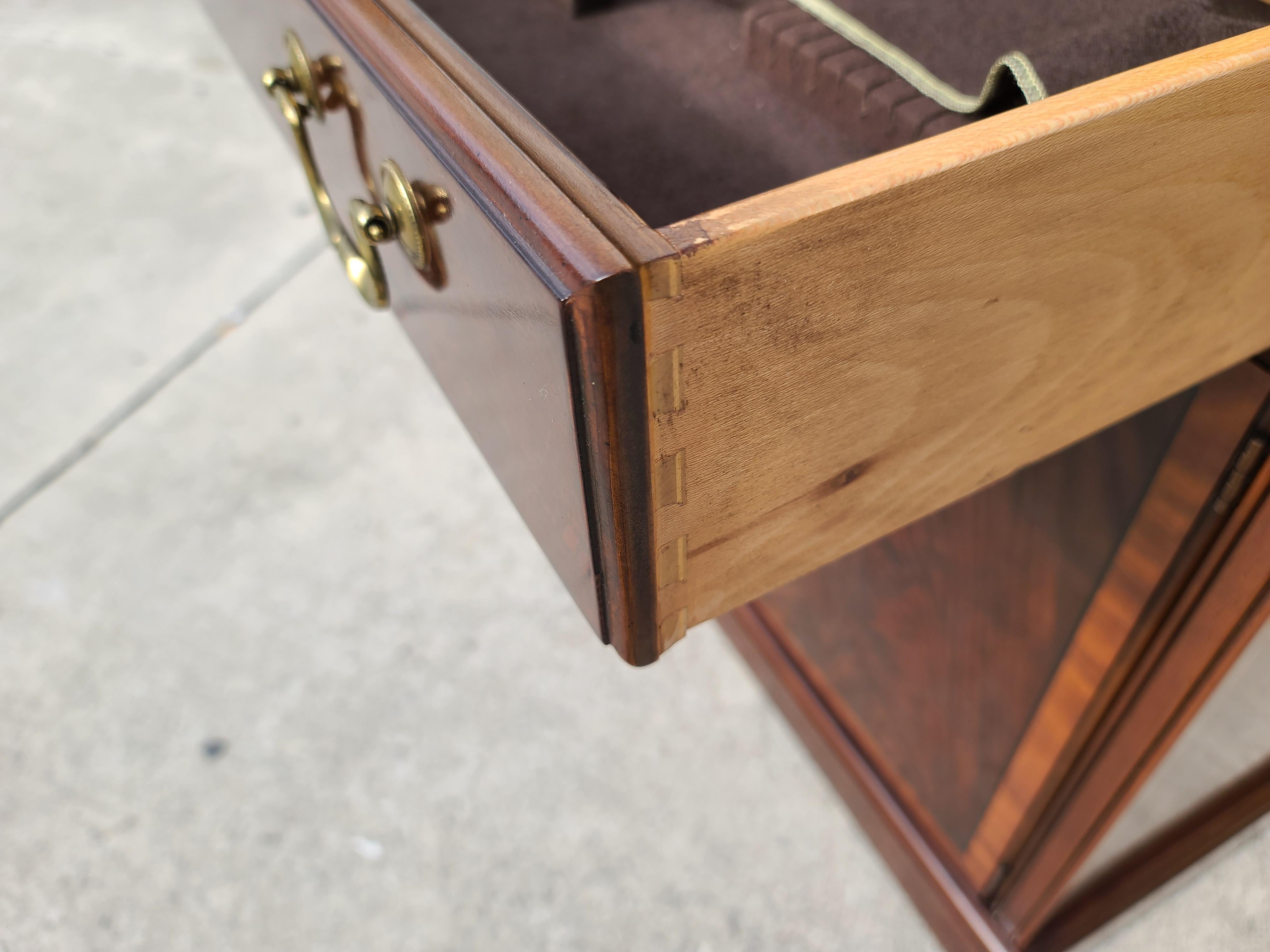 Brass Vintage Drexel Slide Top Rolling Sideboard Buffet Dry Bar Cabinet