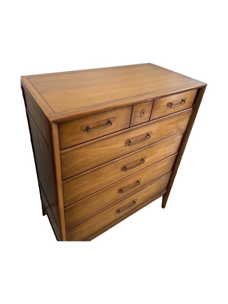 Vintage Drexel Solid Pecan MidCentury Modern Dresser Designed by James