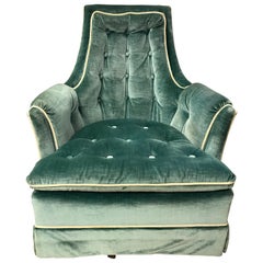 Vintage Drexel Velvet Tufted Swivel Lounge Chair Rocker