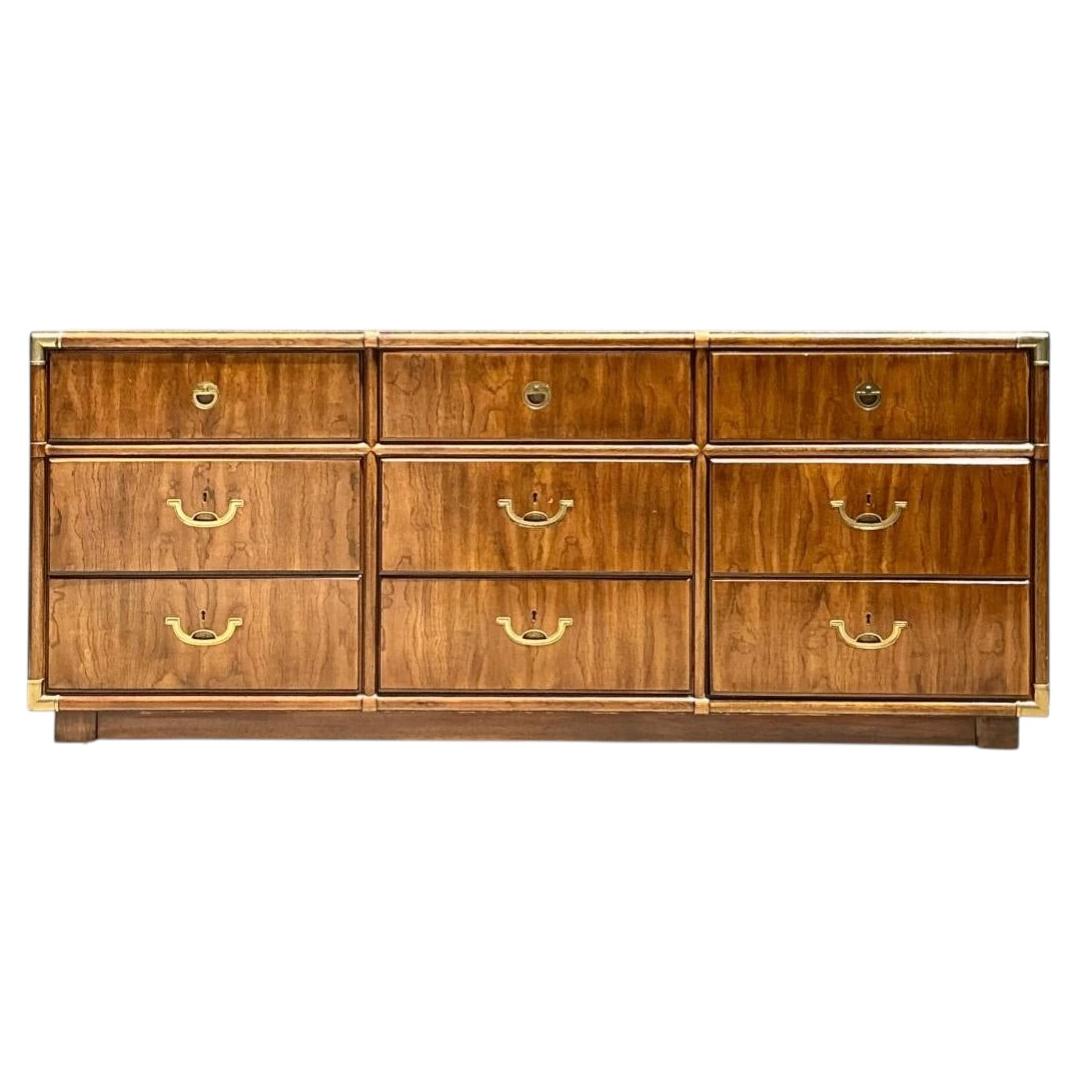 Vintage Drexel Wood and Brass Campaign Dresser