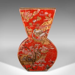 Vase à fleurs séchées chinois, peint à la main, décoratif, Chinoiserie, C.1970