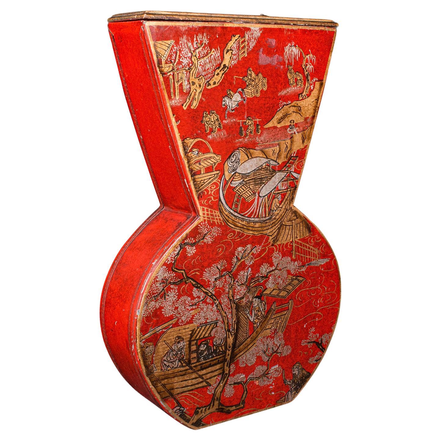 Vintage-Blumenvase aus getrocknetem Holz, chinesisch, handbemalt, dekorativ, Chinoiserie, ca. 1970 im Angebot
