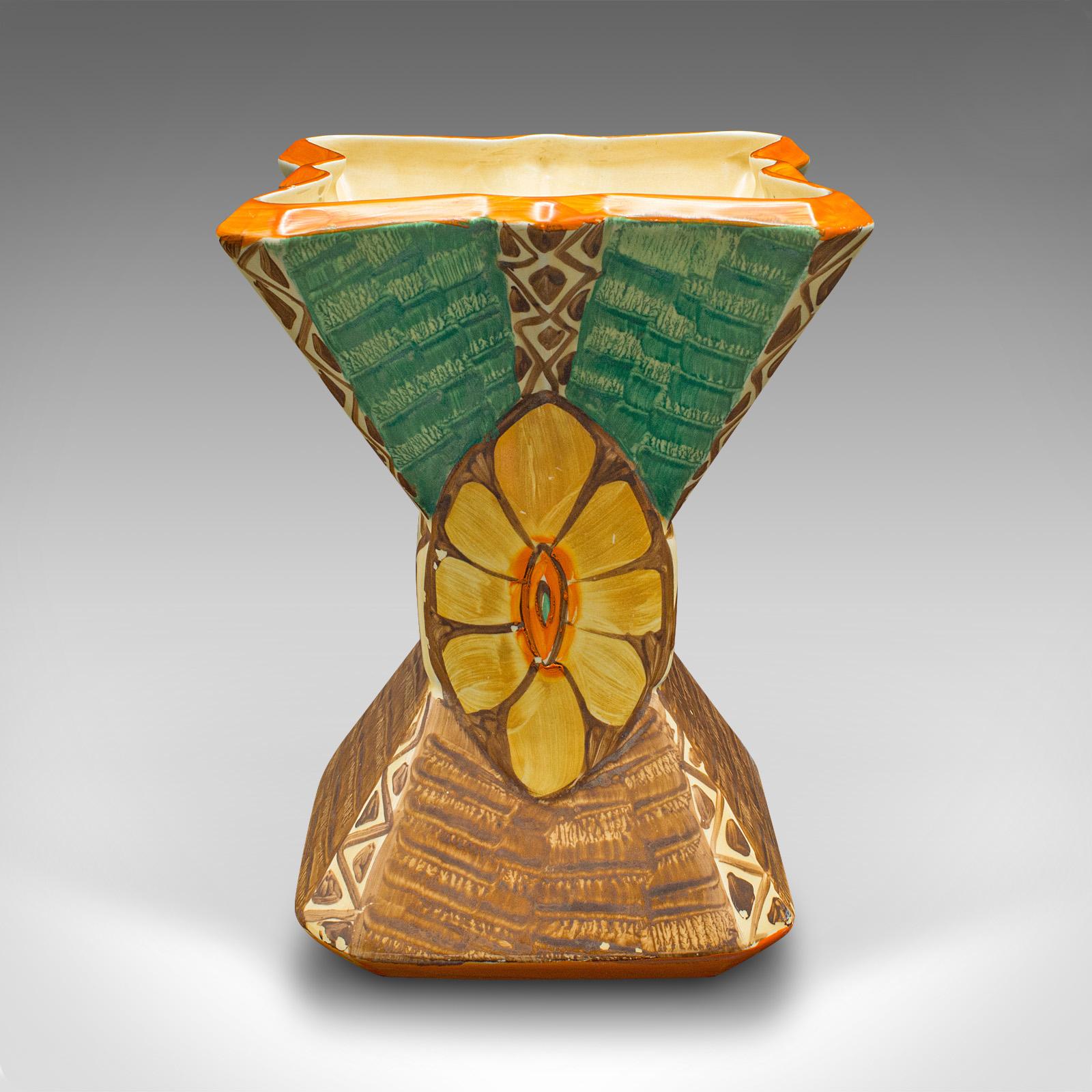 British Vintage Dried Flower Vase, English, Ceramic, Decorative Sleeve, Art Deco, C.1930 For Sale