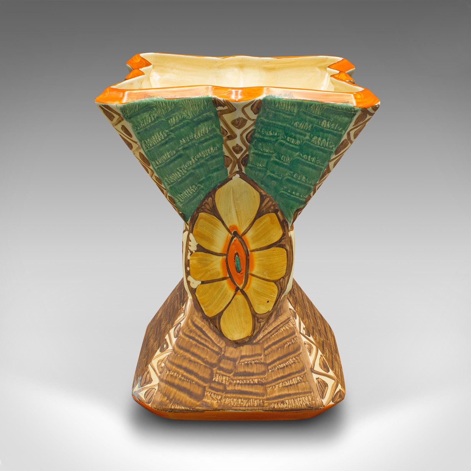 20th Century Vintage Dried Flower Vase, English, Ceramic, Decorative Sleeve, Art Deco, C.1930 For Sale