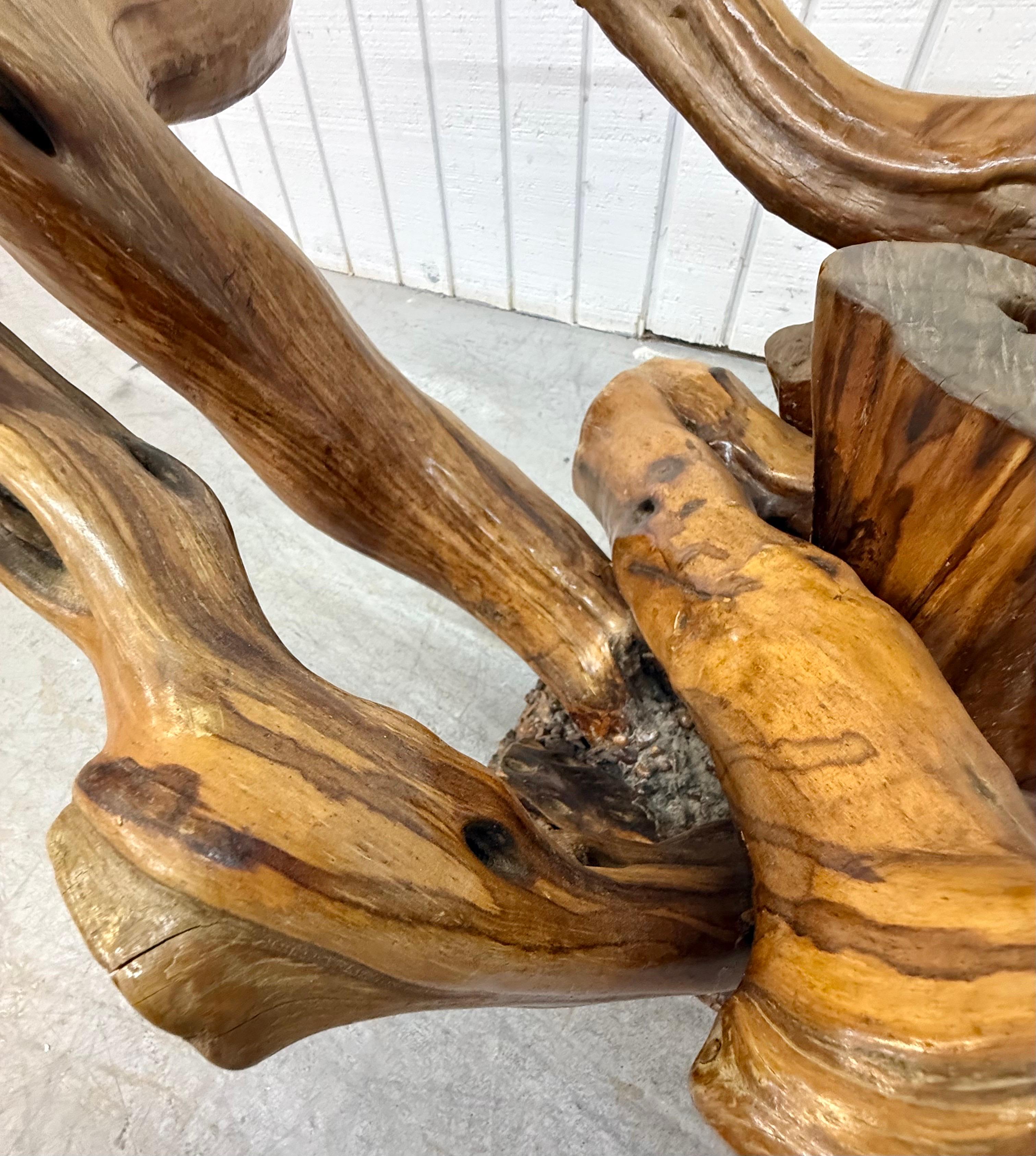 Verre Table basse vintage Drift Wood Glass Top en vente