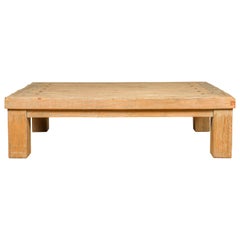 Vintage Driftwood Distressed Coffee Table from Mexico with Round Metal Studs