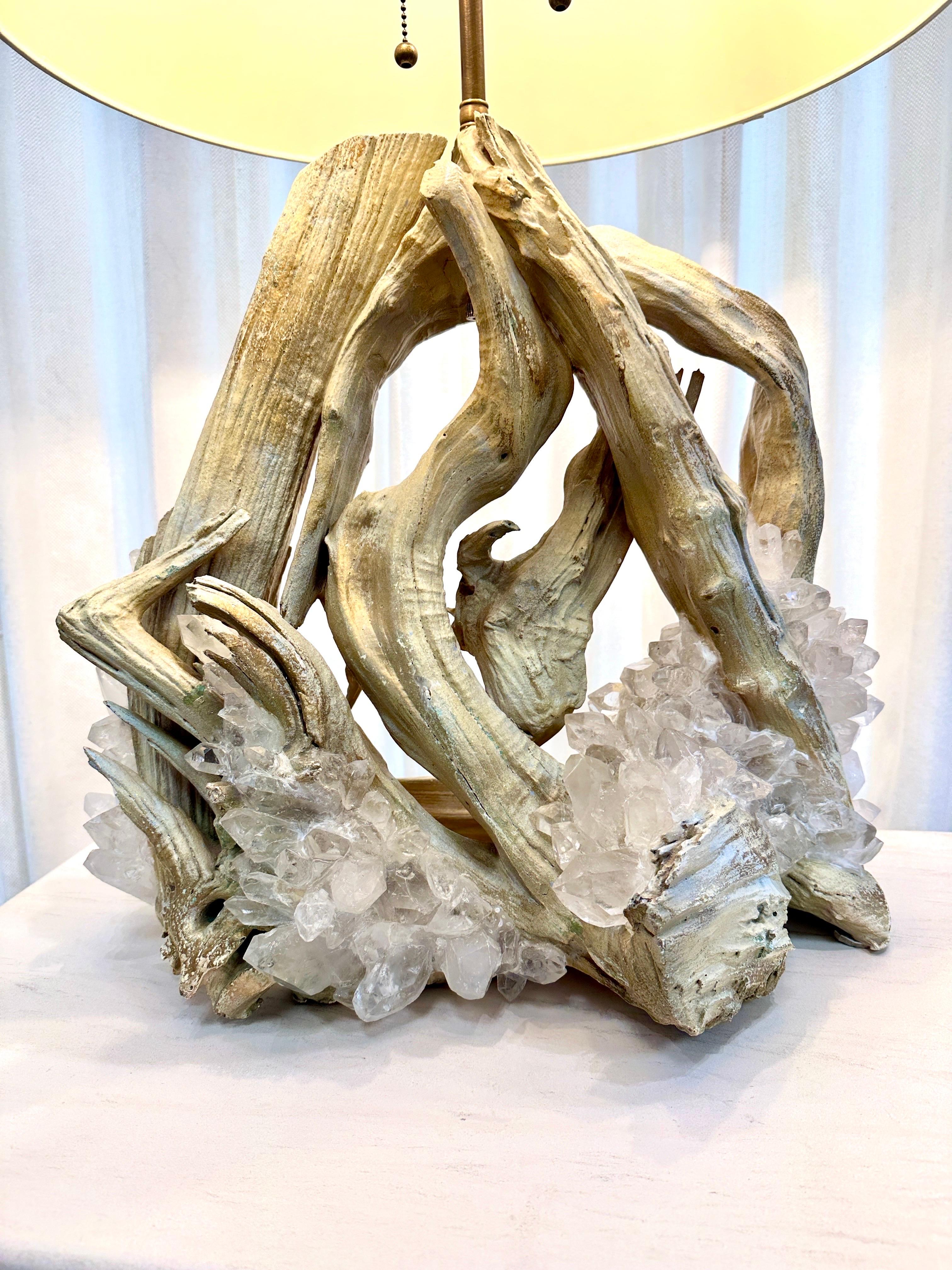 driftwood crystal lamp