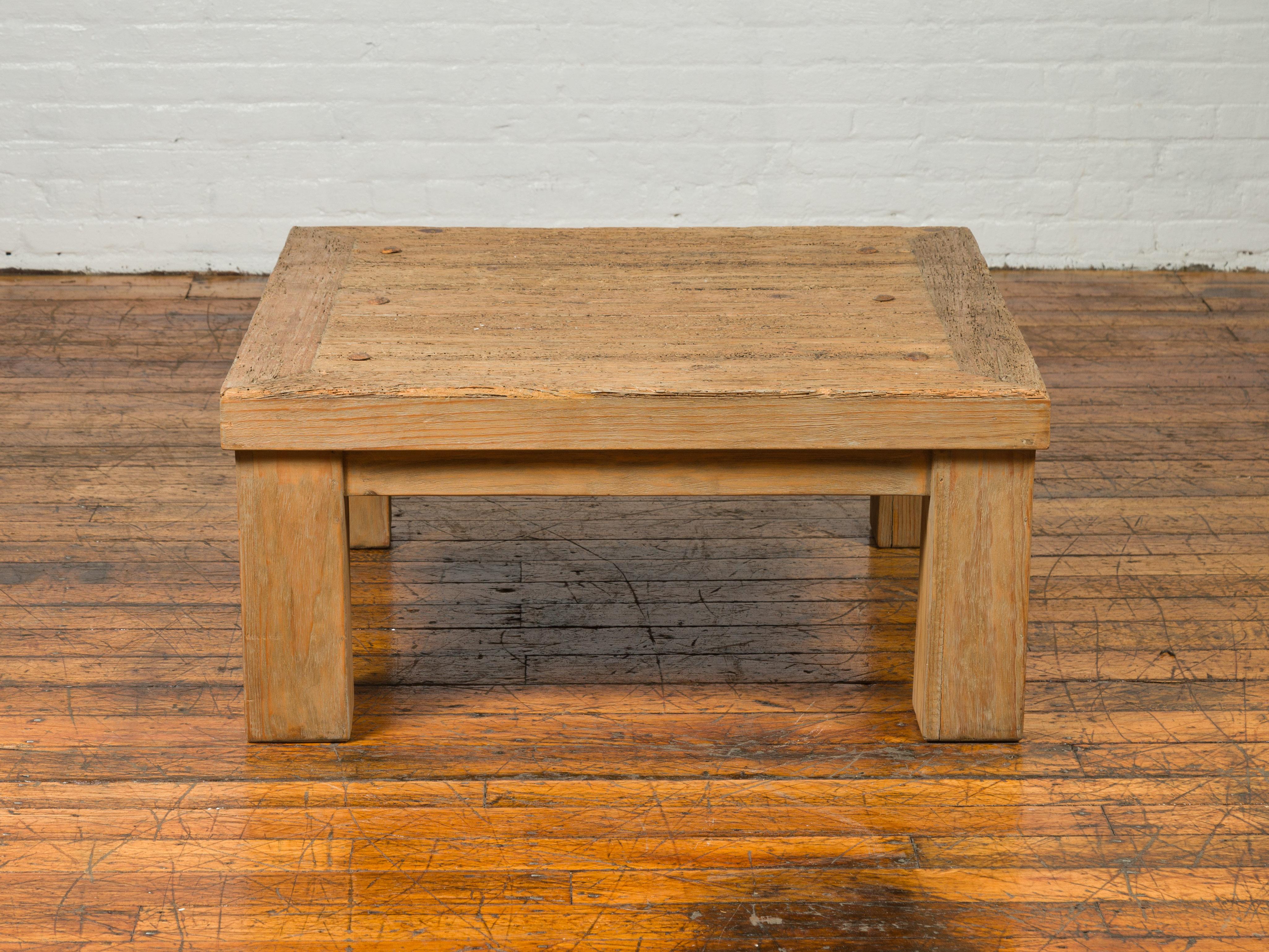 Vintage Driftwood Midcentury Coffee Table from Mexico with Square Legs 4