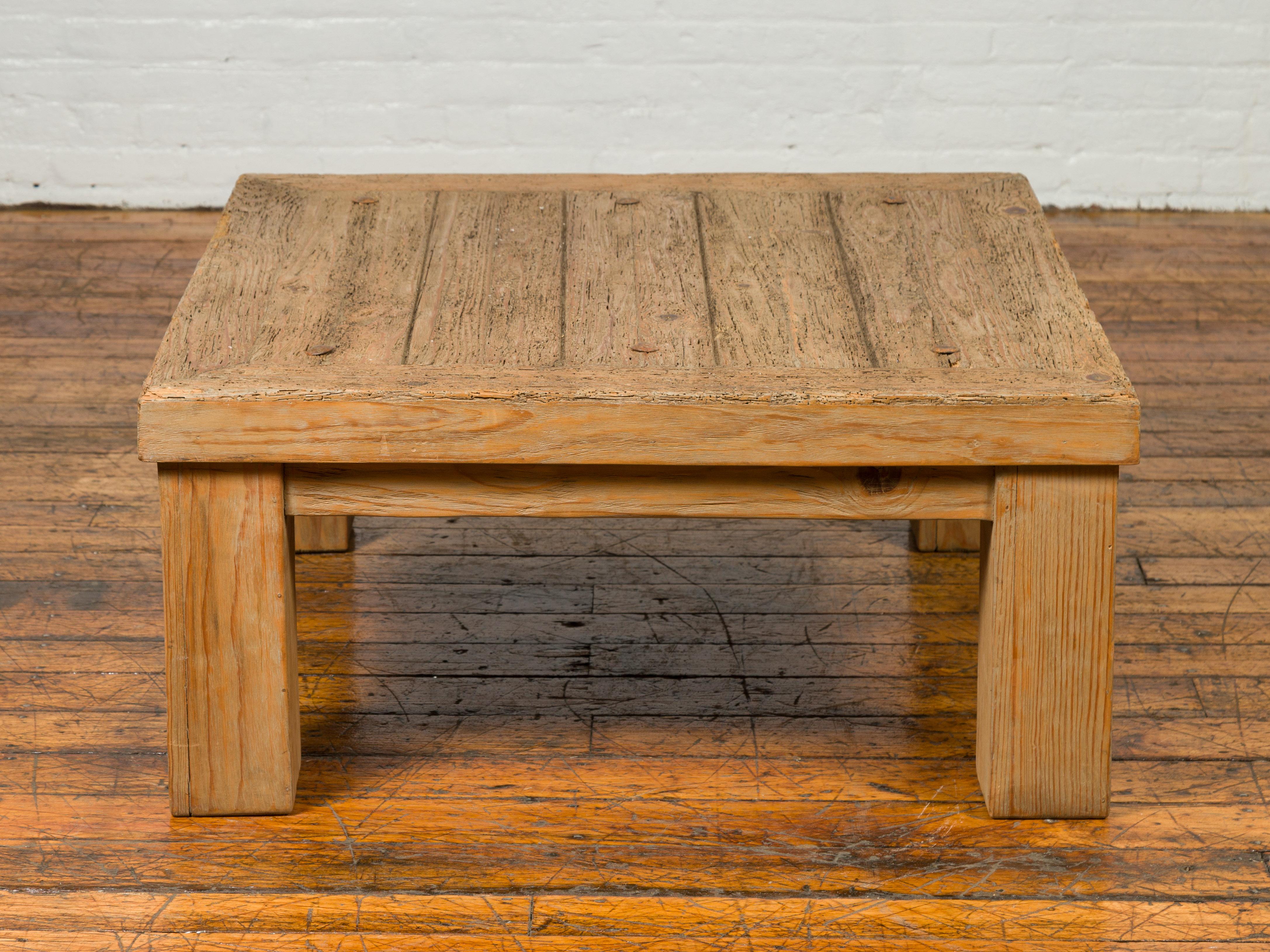 Vintage Driftwood Midcentury Coffee Table from Mexico with Square Legs 6