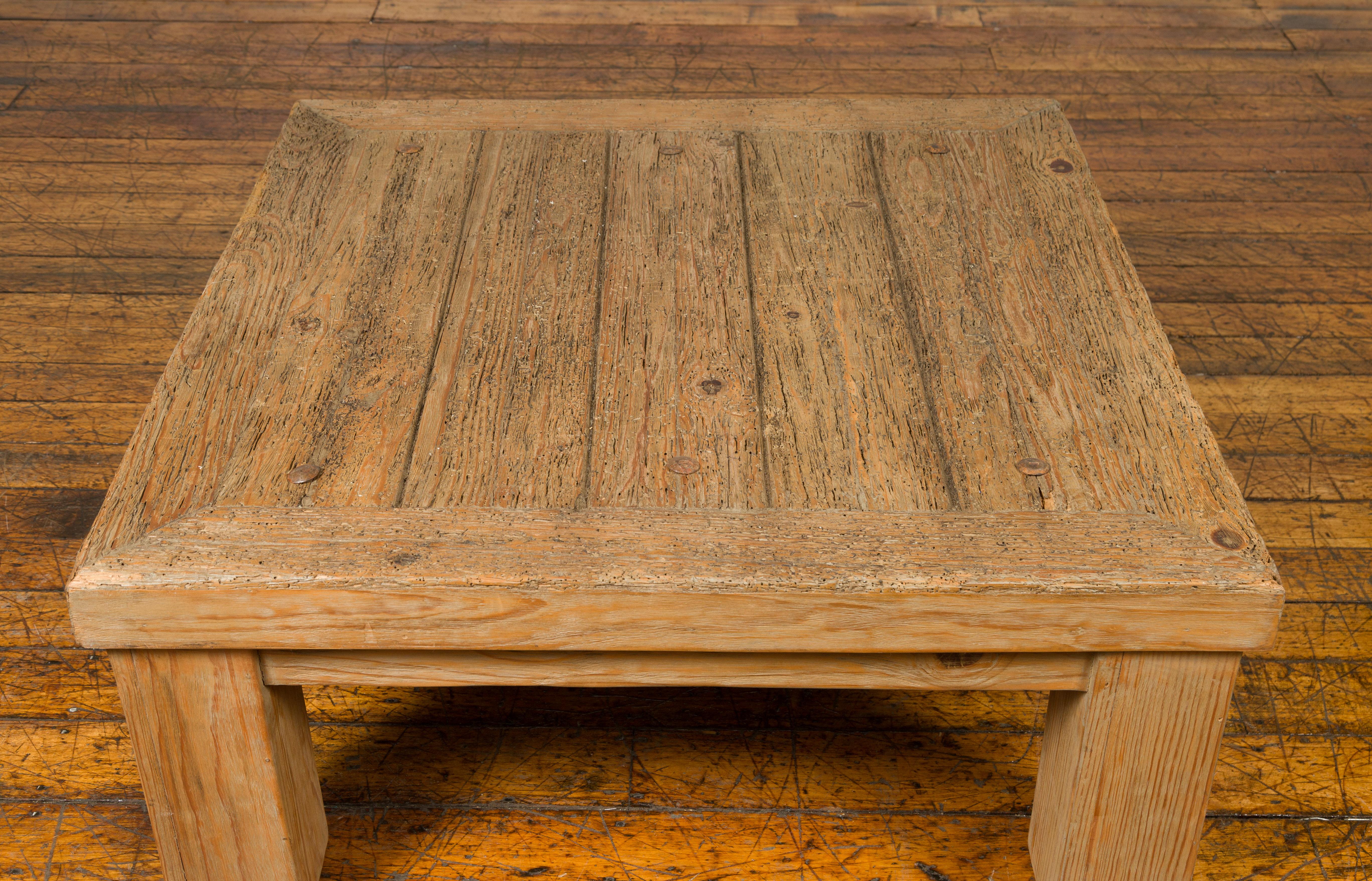 Vintage Driftwood Midcentury Coffee Table from Mexico with Square Legs In Good Condition In Yonkers, NY