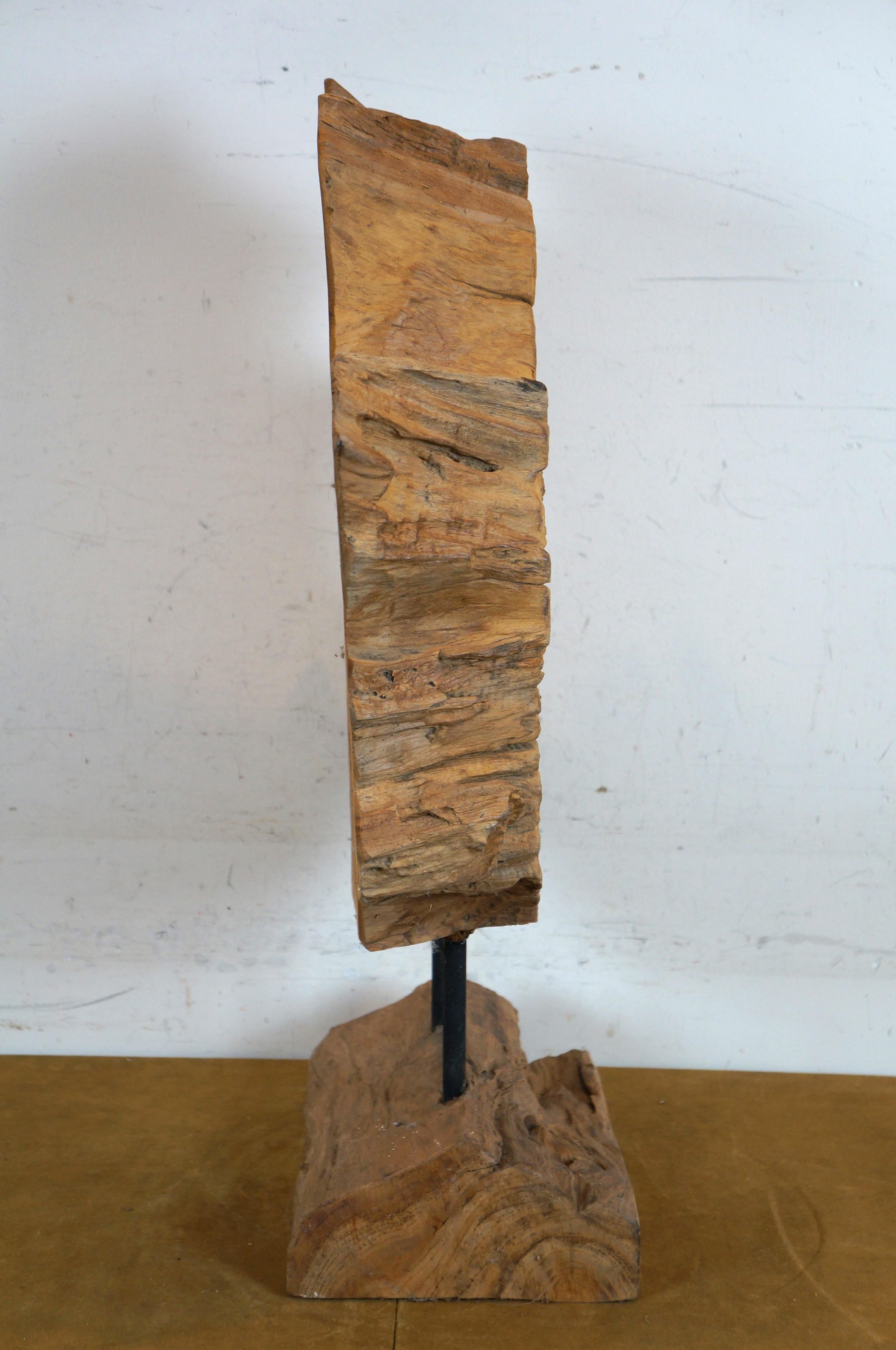 Vintage Driftwood Root Slice Heavy Slab Sculpture on Stand 28