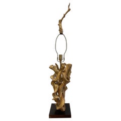 Vintage Driftwood Sculptural Table Lamp with Matching Finial