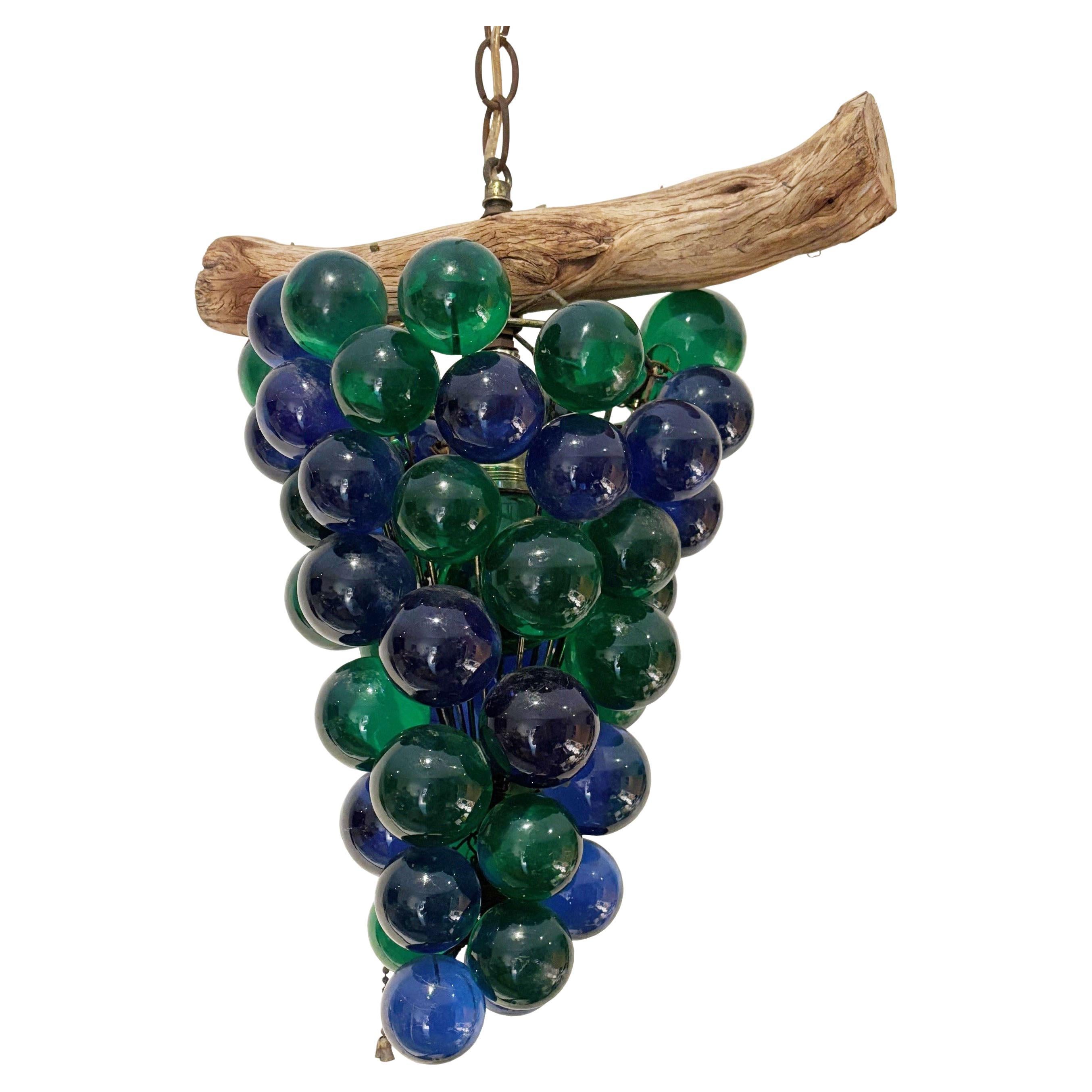Vintage Driftwood Swag Acryl grün & blau Traube Cluster Pendelleuchte Fixture im Angebot