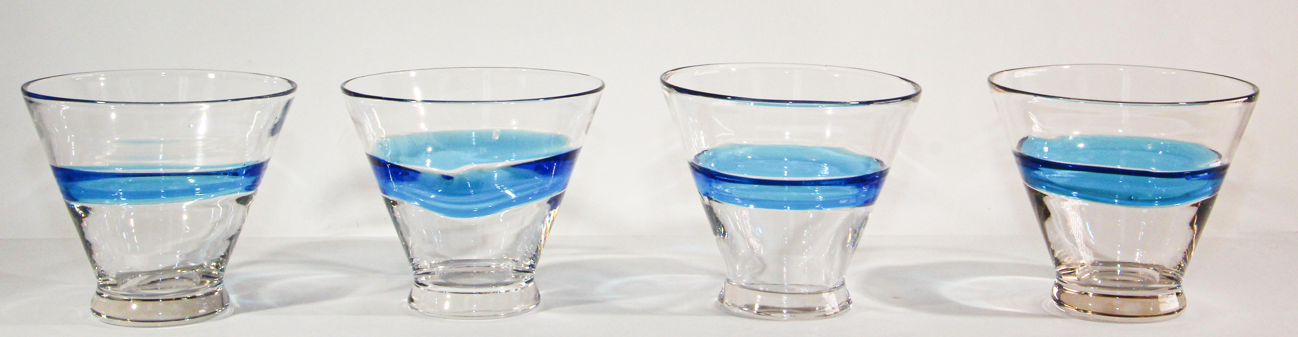 Postmoderne Vieux verres à boire en cristal de Murano - Lot de 4 en vente