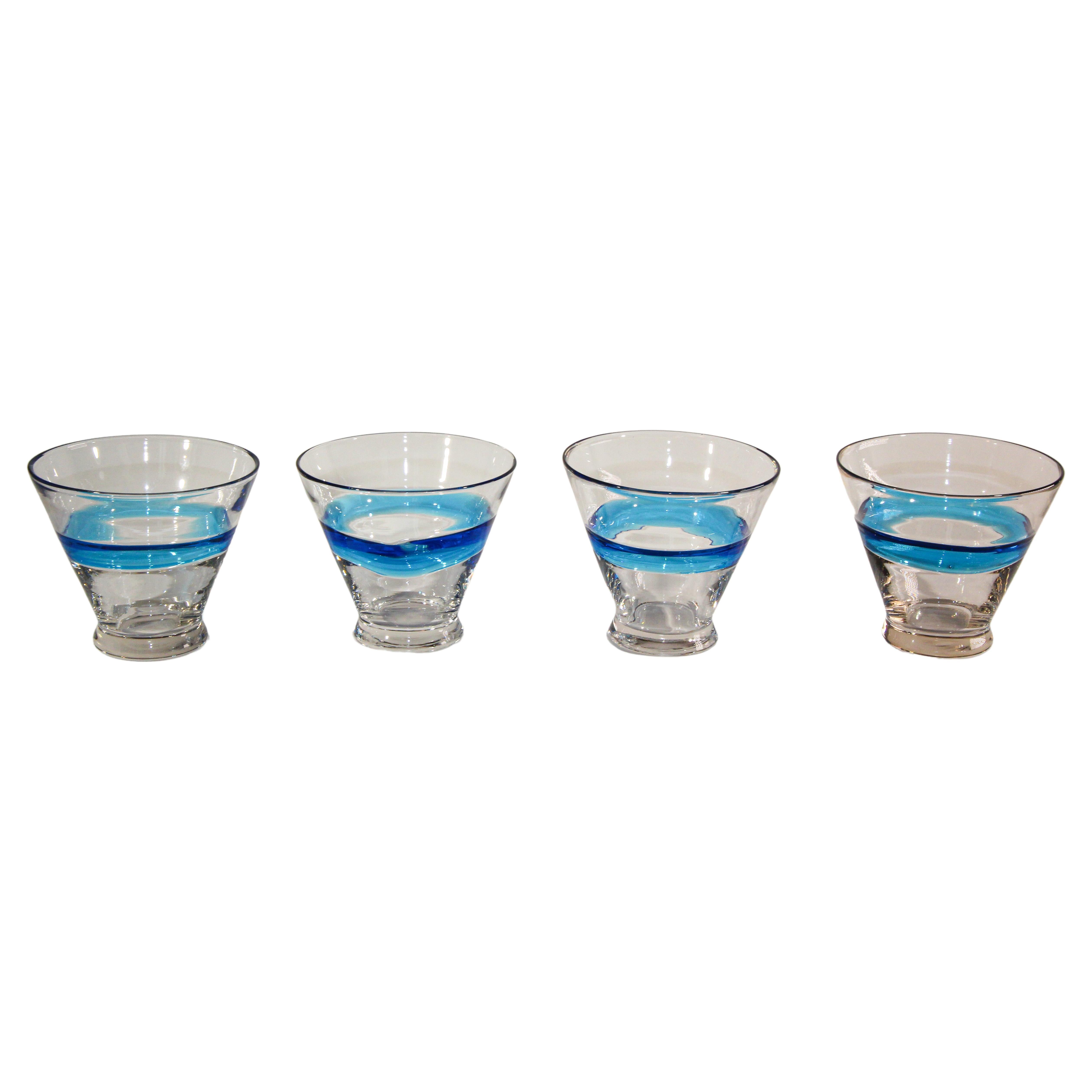 Vintage Drinking Murano Crystal Glasses Set of 4