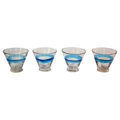 Vintage Drinking Murano Crystal Glasses Set of 4