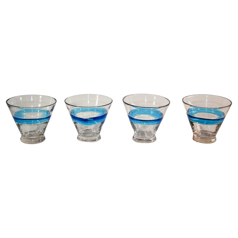 Vintage Drinking Murano Crystal Glasses Set of 4 For Sale at 1stDibs
