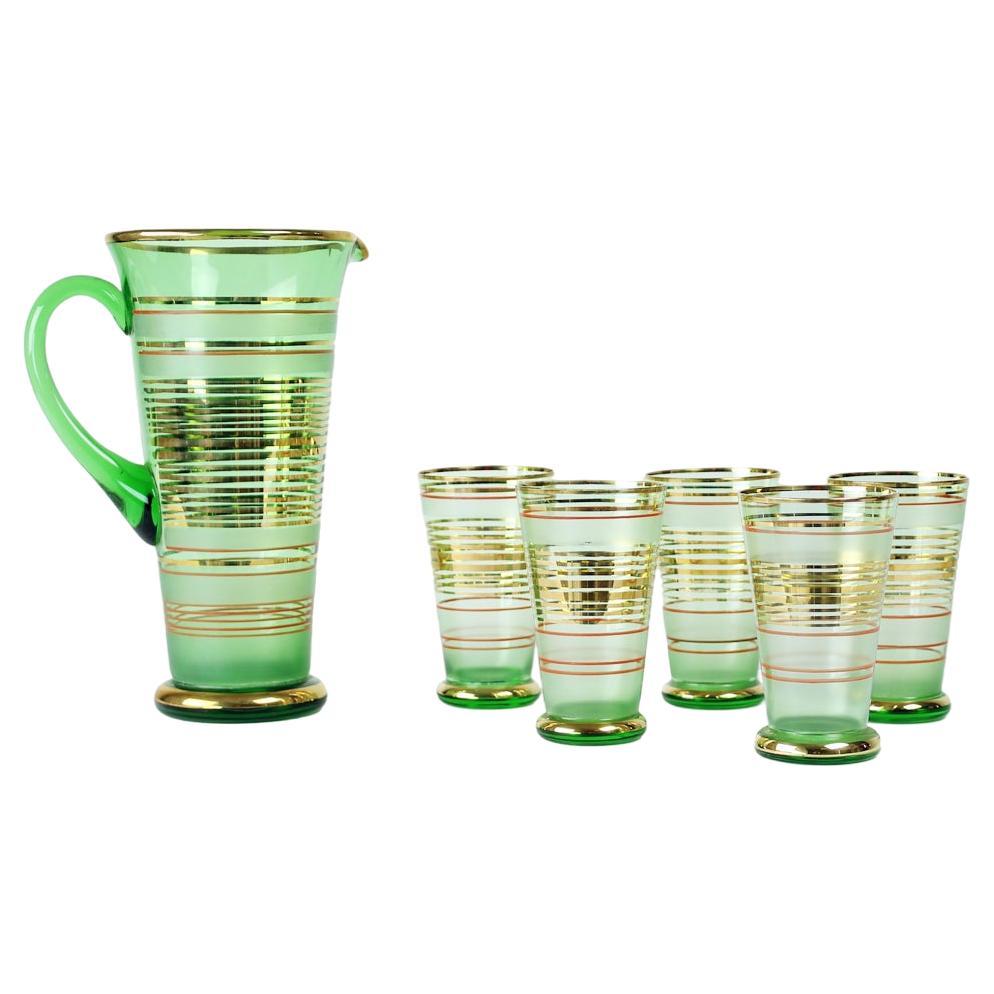 Vintage Drinking Set, Borske Sklo Czechoslovakia, 1968 For Sale